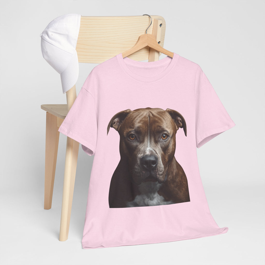 Pit Bull Portrait T-Shirt — Realistic Dog Face Tee for Dog Lovers