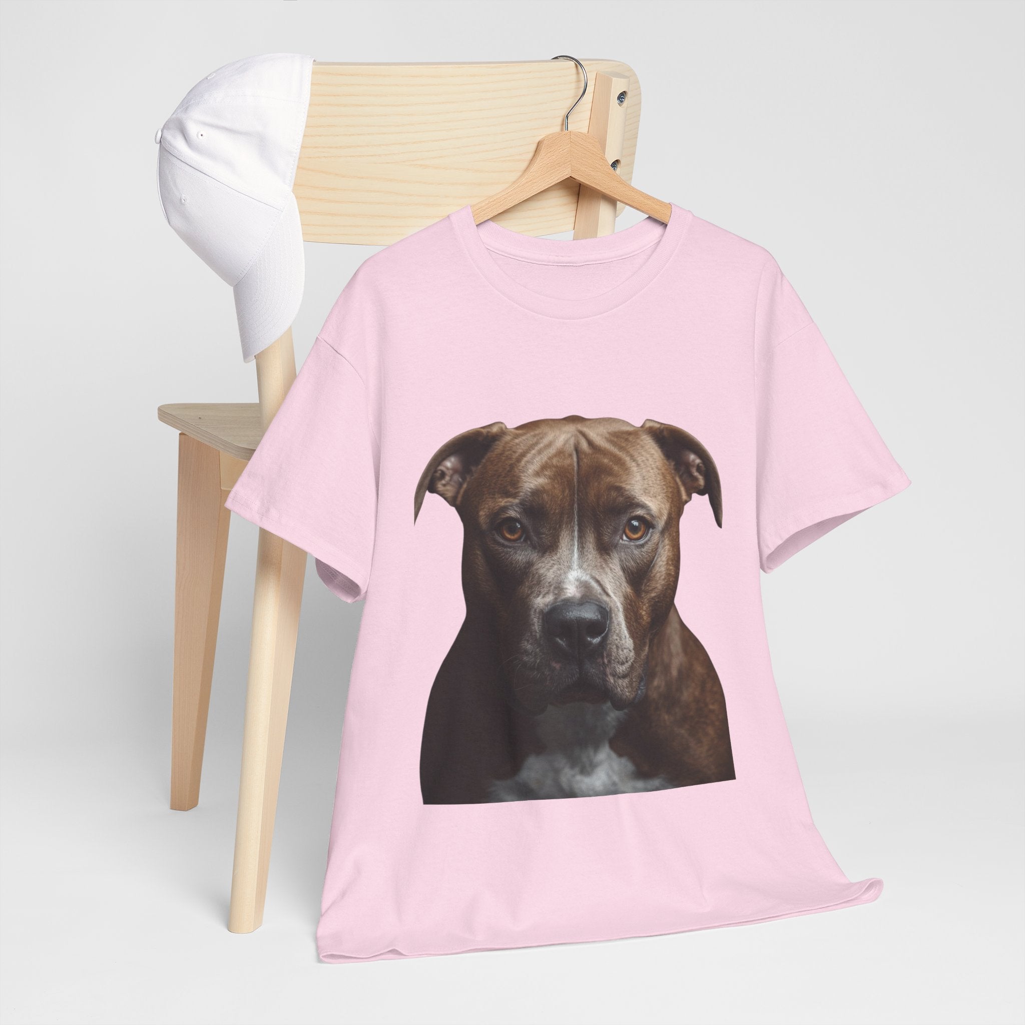 Pit Bull Portrait T-Shirt — Realistic Dog Face Tee for Dog Lovers