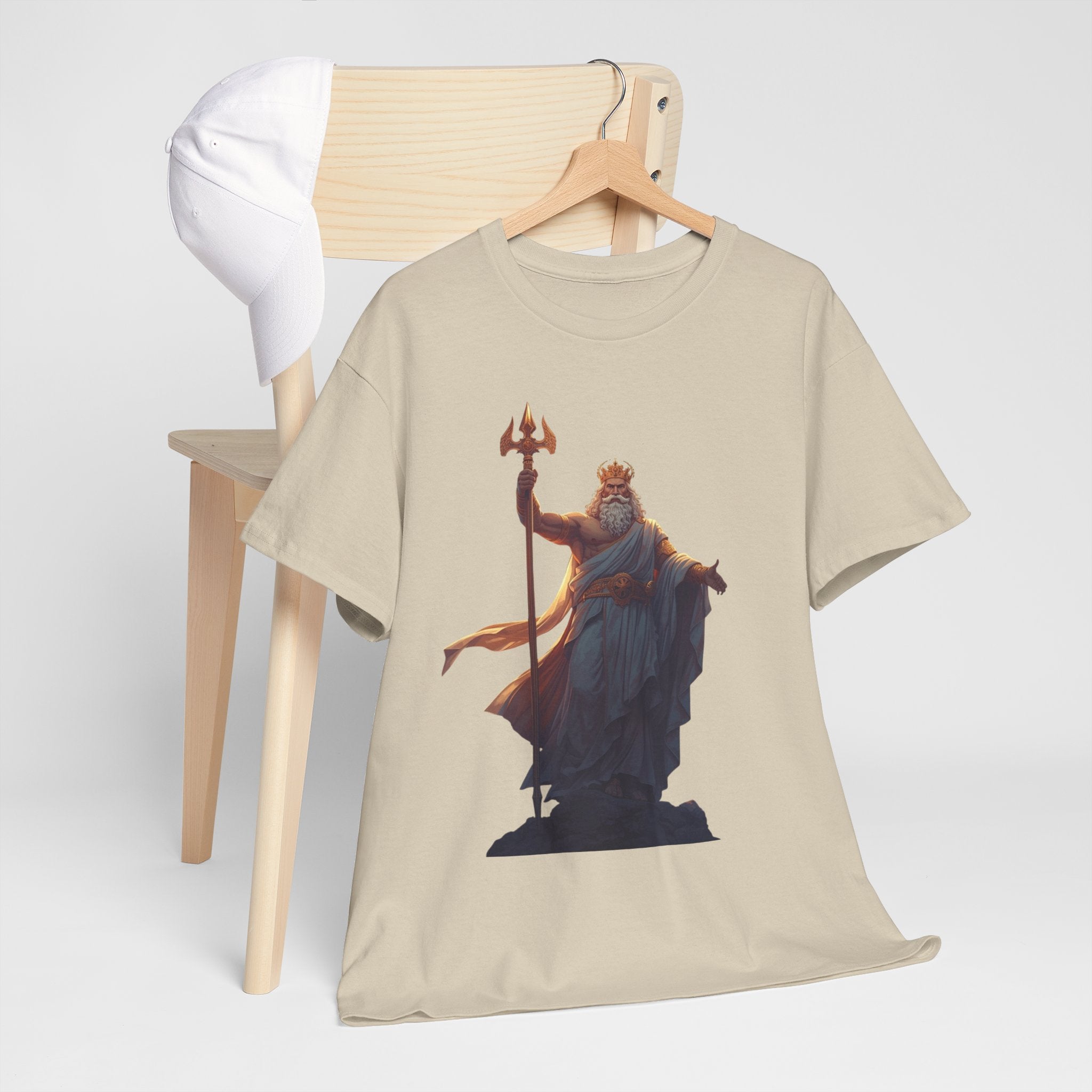 Poseidon Trident Statue T-Shirt — Mythic Sea God Graphic Tee