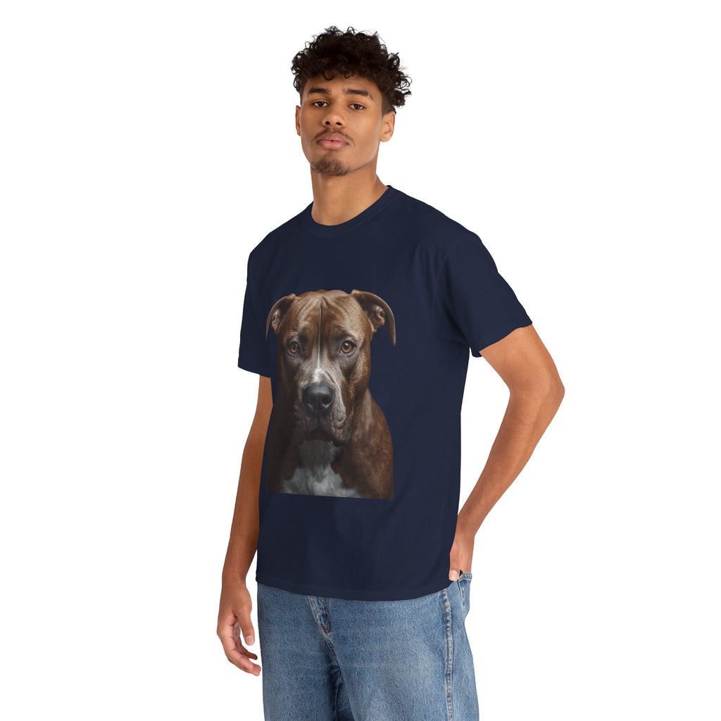 Pit Bull Portrait T-Shirt — Realistic Dog Face Tee for Dog Lovers