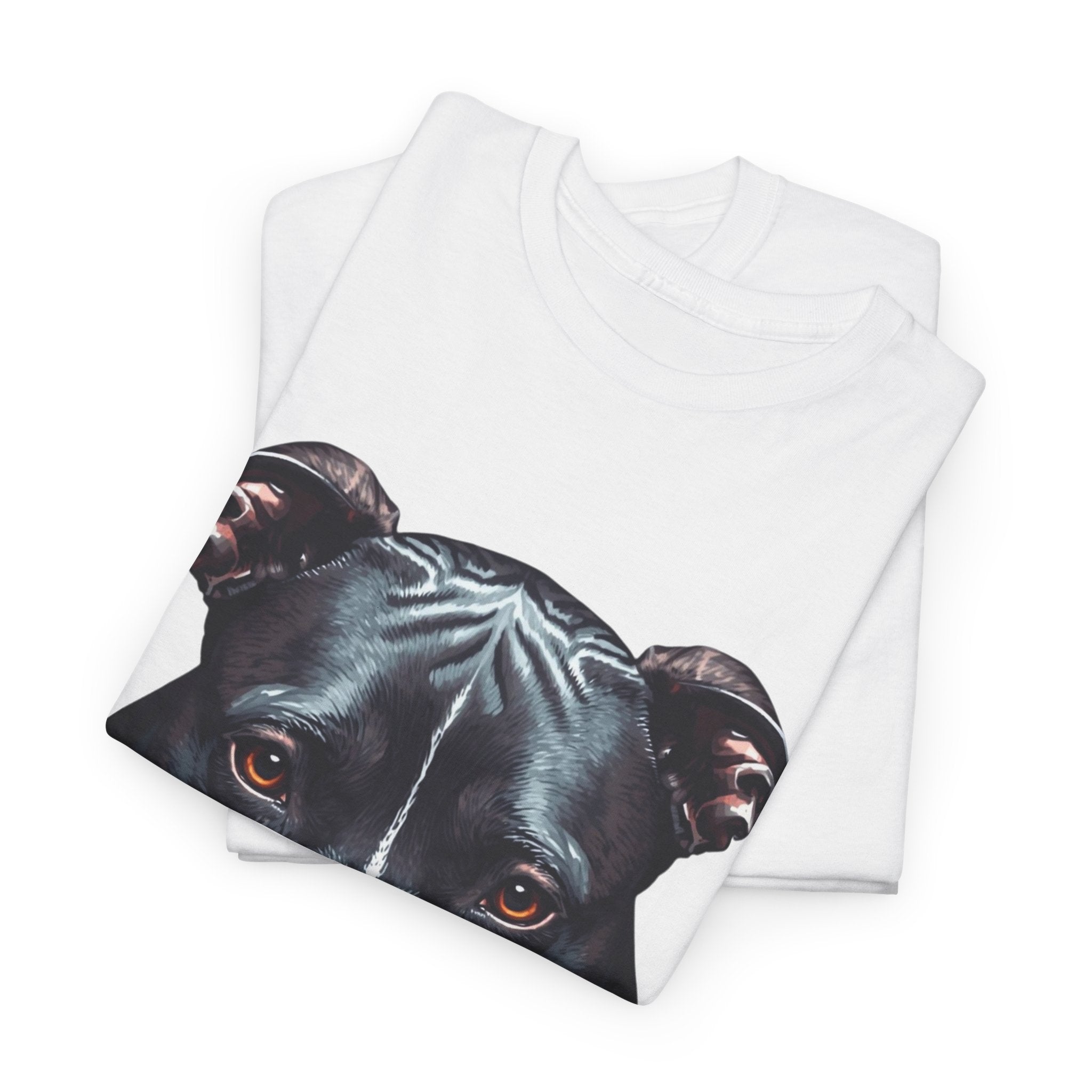 Pitbull Portrait T-Shirt — Realistic Black Dog Face Tee for Dog Lovers