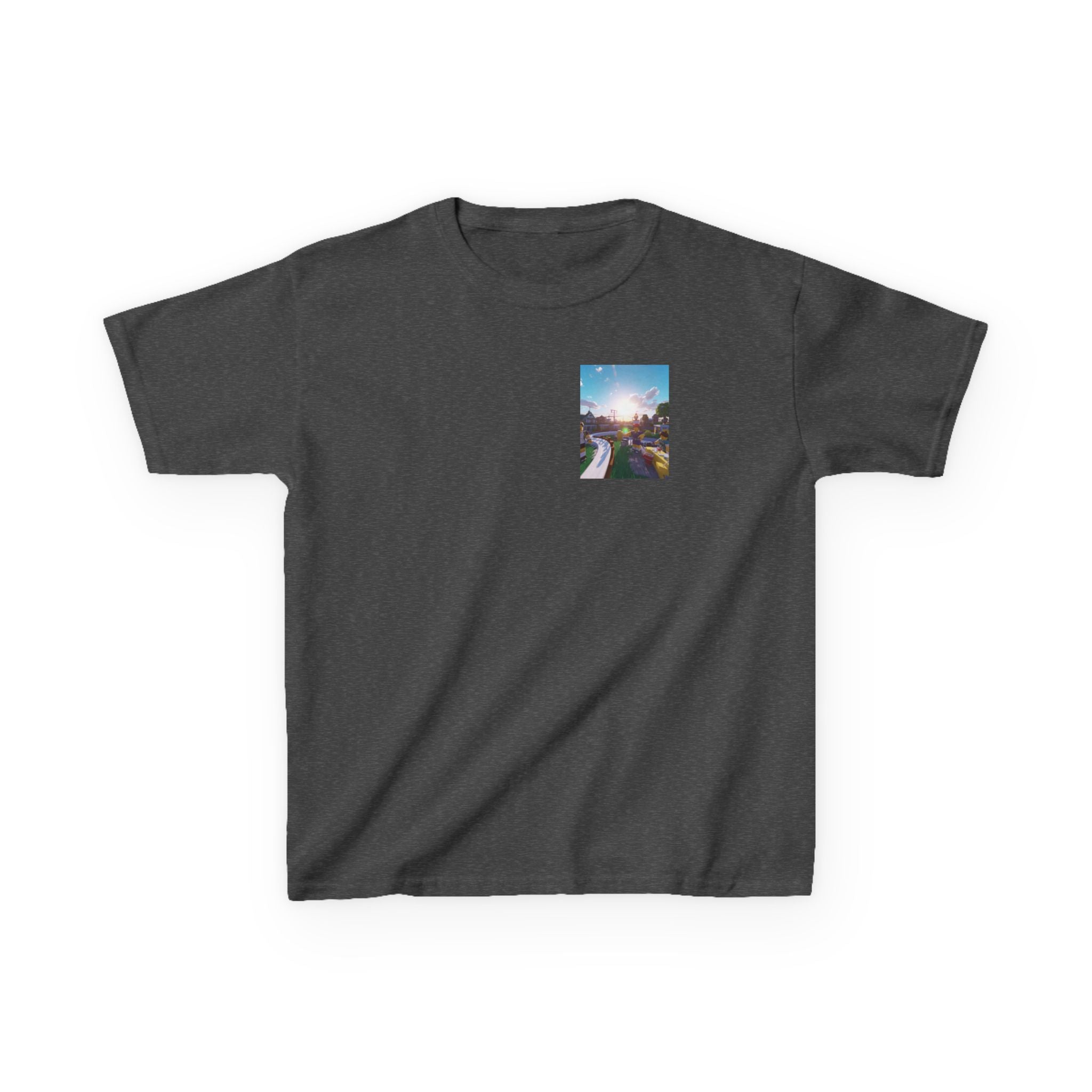 Kids Tee — Colorful Sunset Neighborhood Illustration