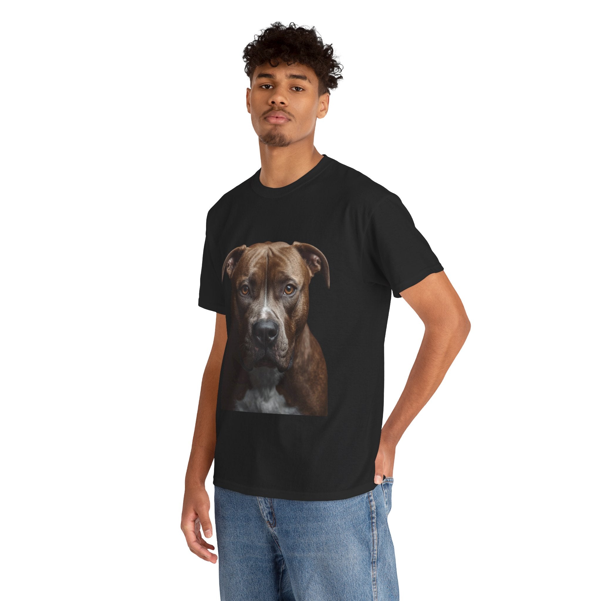 Pit Bull Portrait T-Shirt — Realistic Dog Face Tee for Dog Lovers