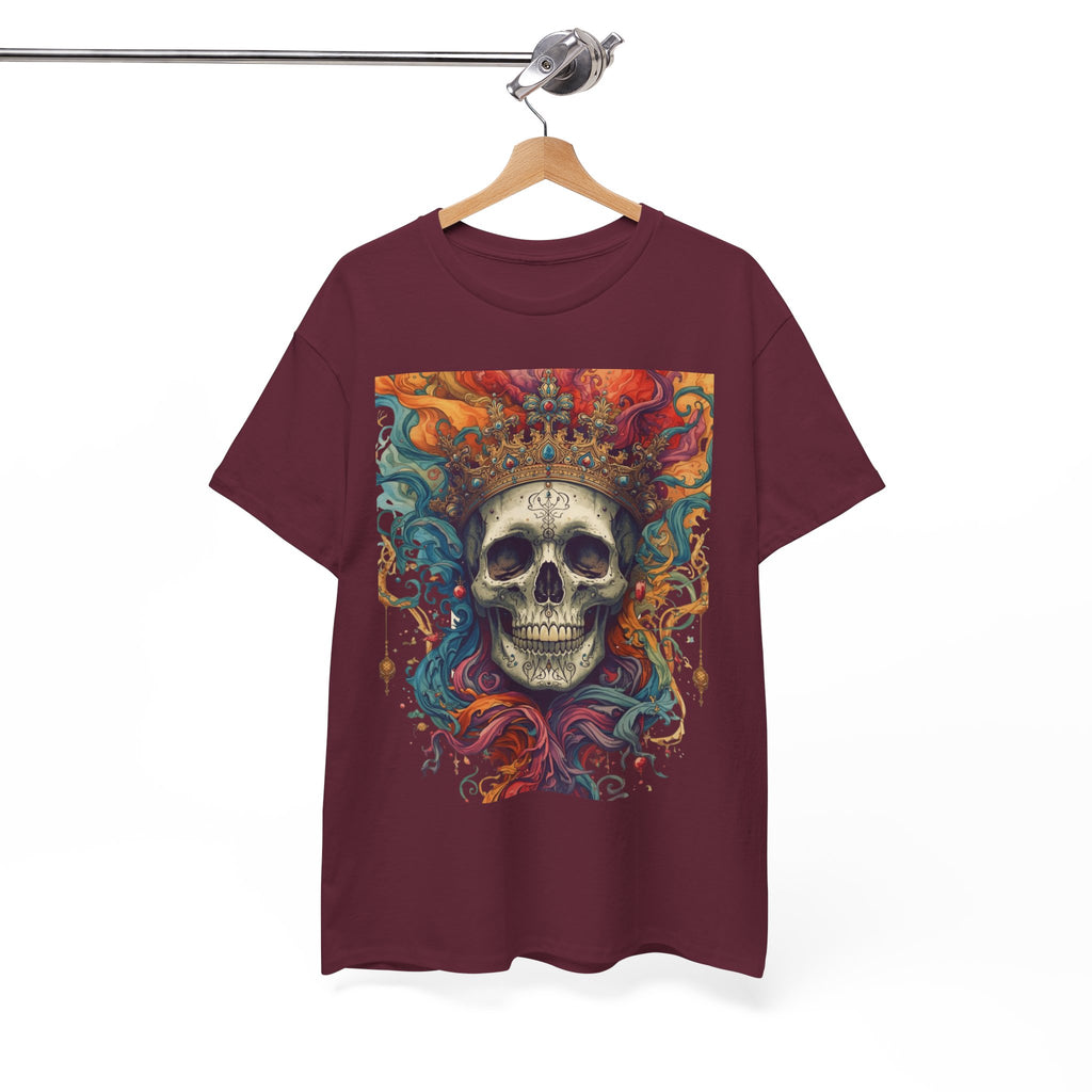 Skull King T-Shirt — Colorful Crowned Skull Graphic Tee for Rock, Gothic & Halloween