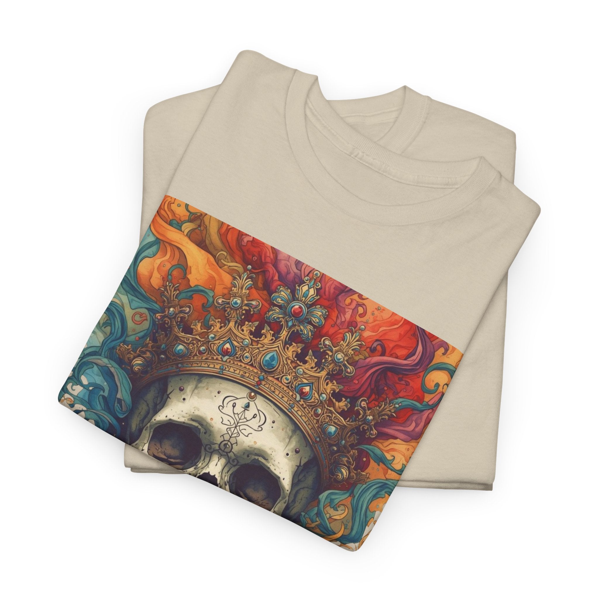 Skull King T-Shirt — Colorful Crowned Skull Graphic Tee for Rock, Gothic & Halloween
