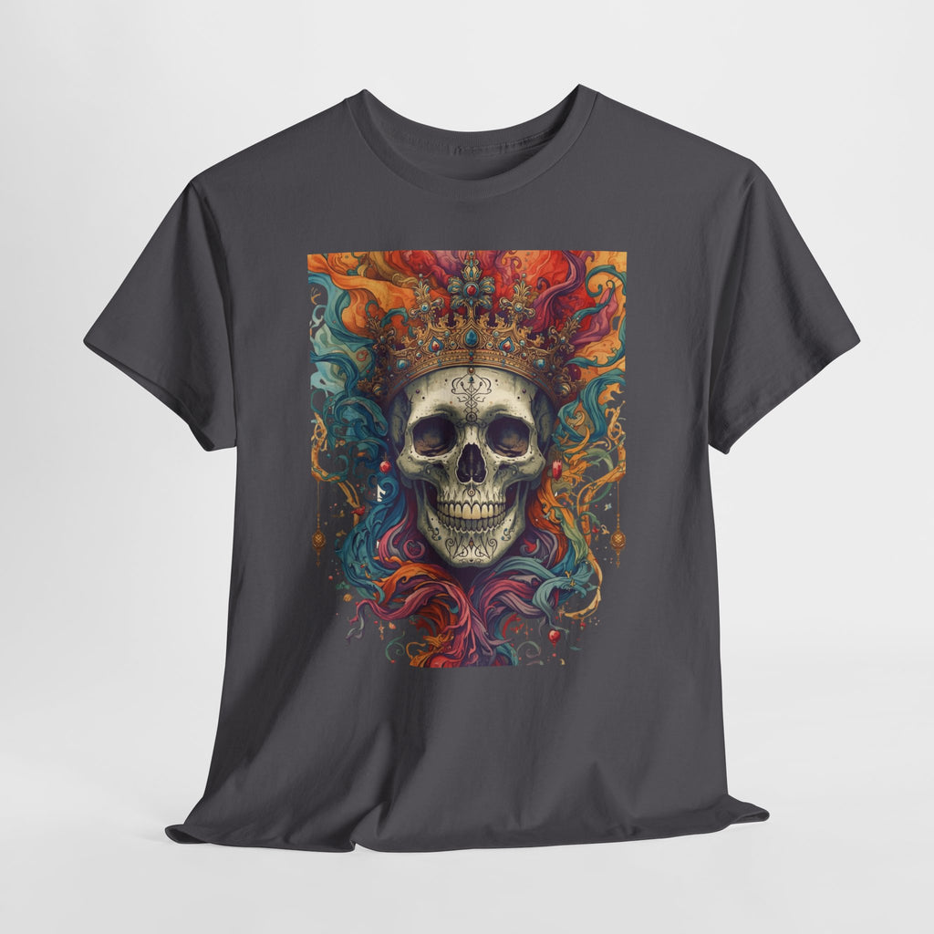 Skull King T-Shirt — Colorful Crowned Skull Graphic Tee for Rock, Gothic & Halloween