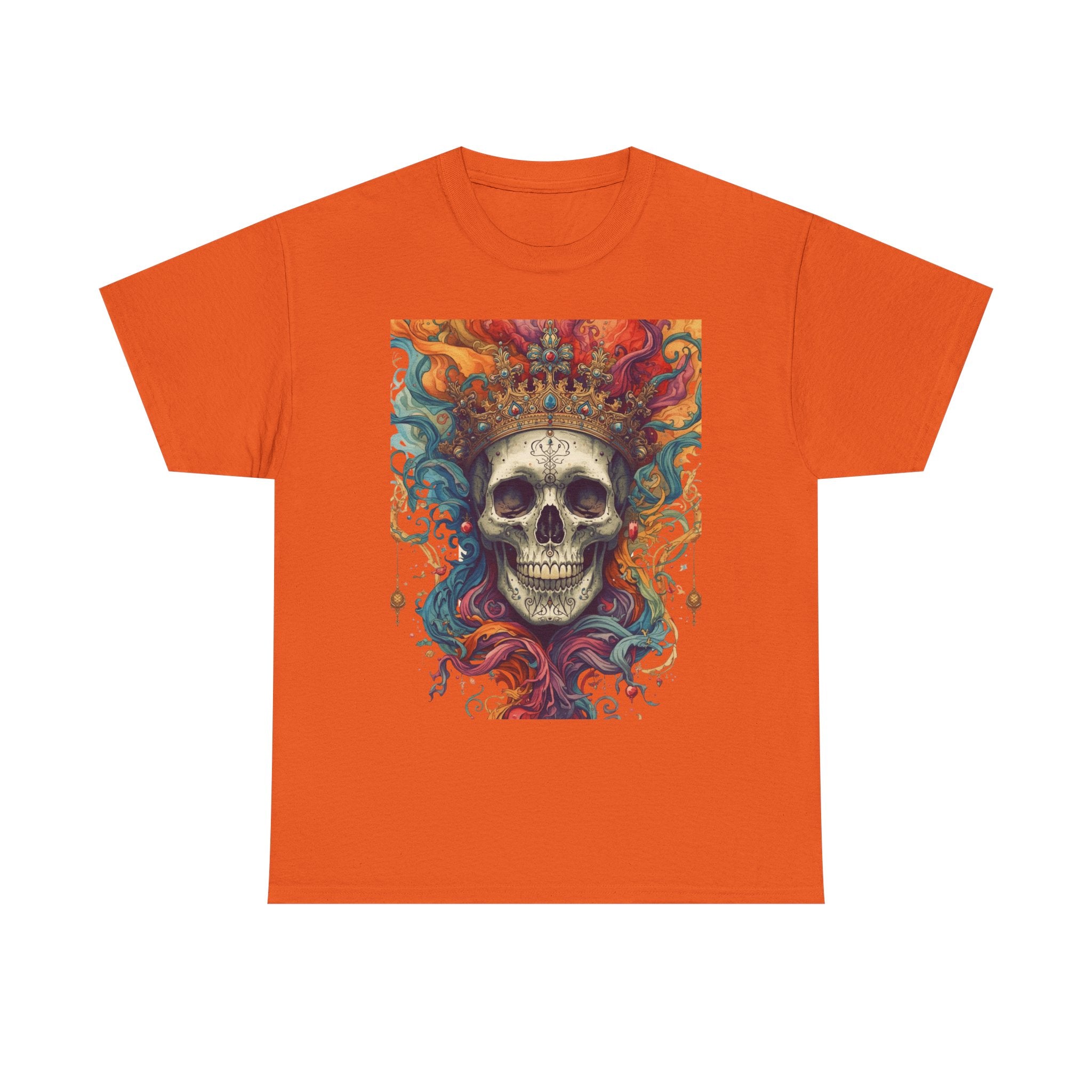 Skull King T-Shirt — Colorful Crowned Skull Graphic Tee for Rock, Gothic & Halloween