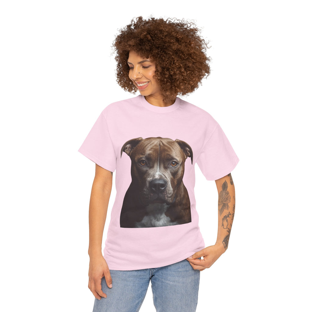 Pit Bull Portrait T-Shirt — Realistic Dog Face Tee for Dog Lovers