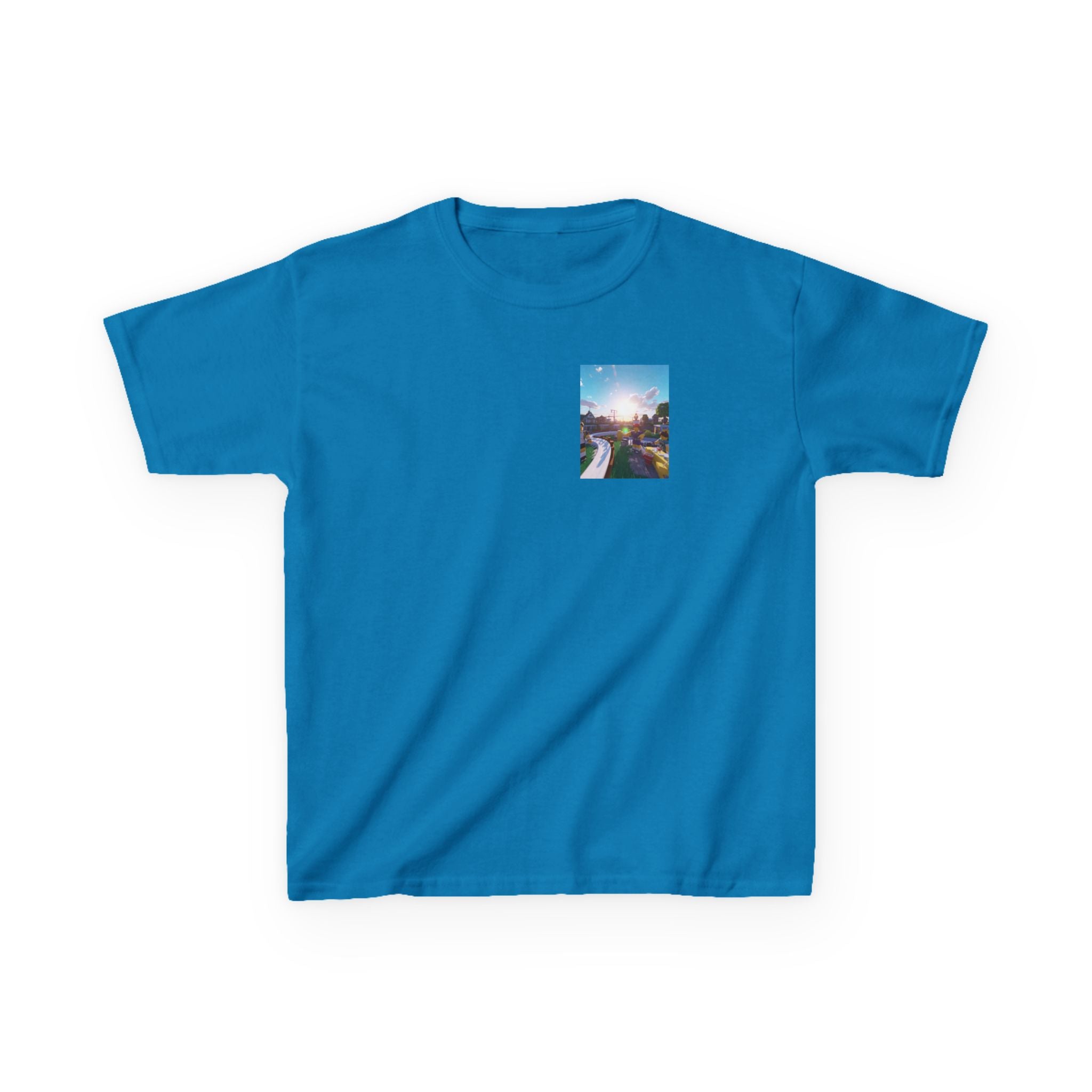 Kids Tee — Colorful Sunset Neighborhood Illustration