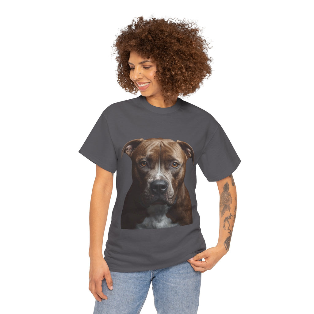 Pit Bull Portrait T-Shirt — Realistic Dog Face Tee for Dog Lovers