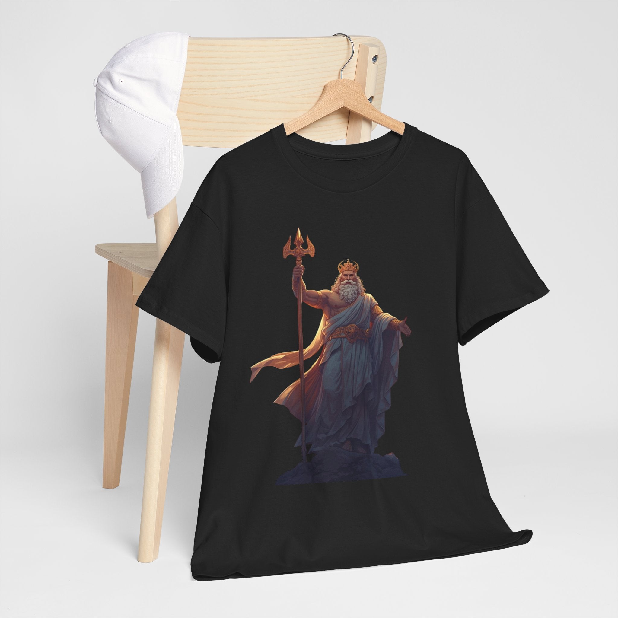 Poseidon Trident Statue T-Shirt — Mythic Sea God Graphic Tee