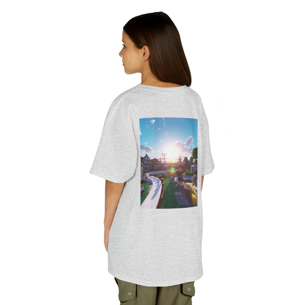 Kids Tee — Colorful Sunset Neighborhood Illustration