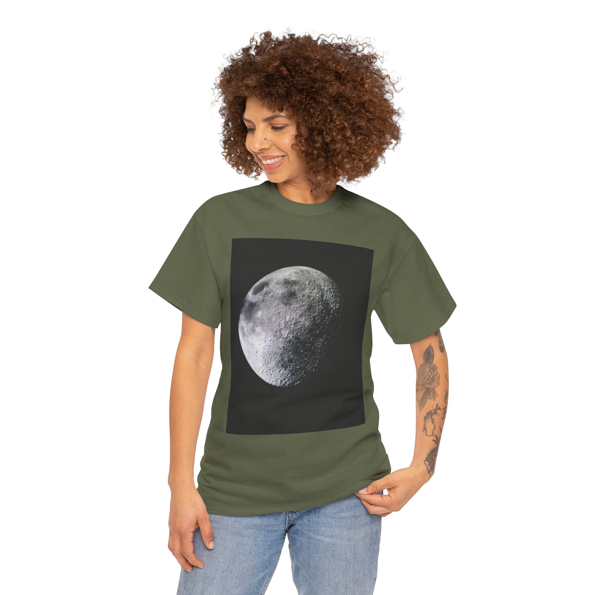Moon Phase Tee — Realistic Half Moon Graphic T-Shirt