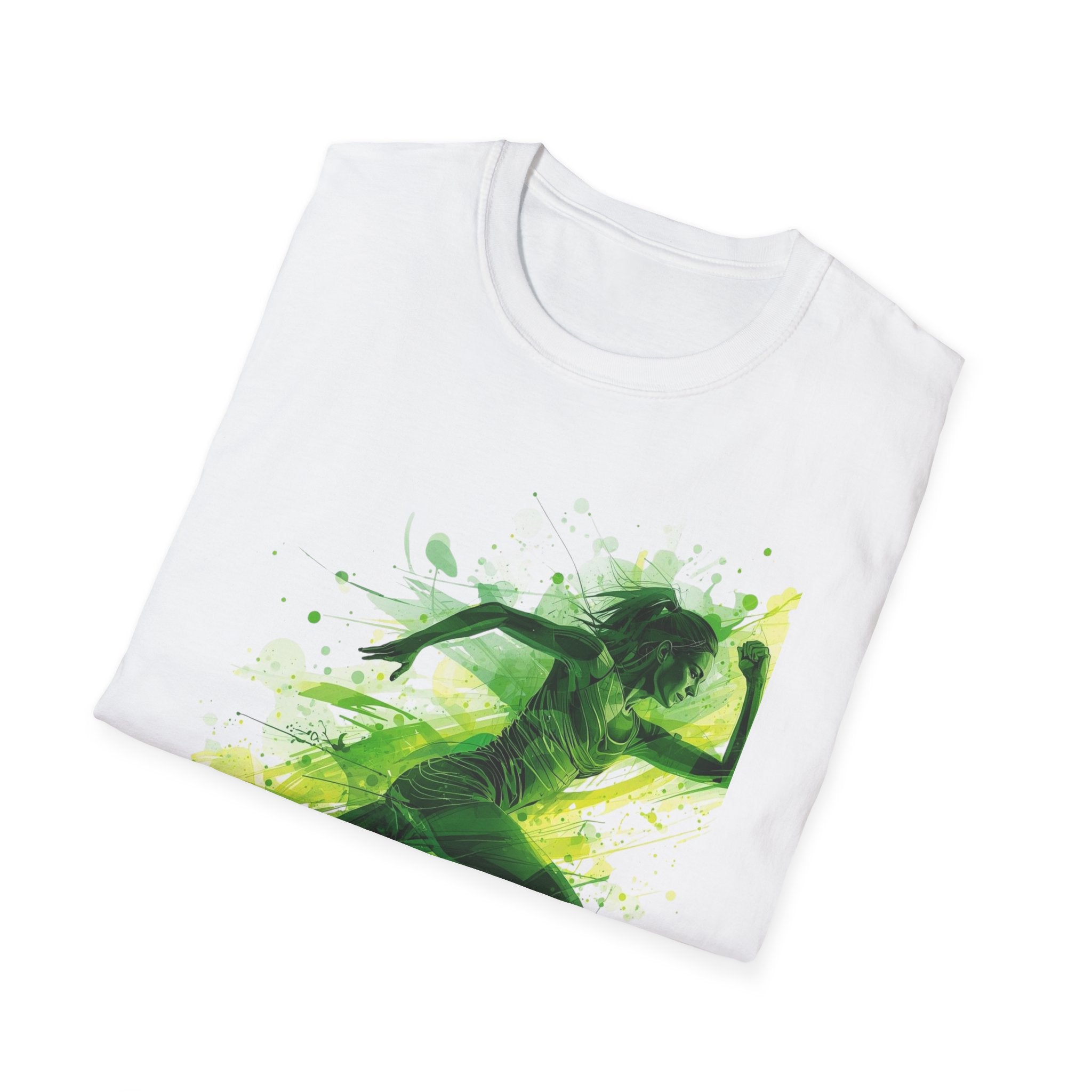 Runner Silhouette T-Shirt — Green Abstract Athletic Art