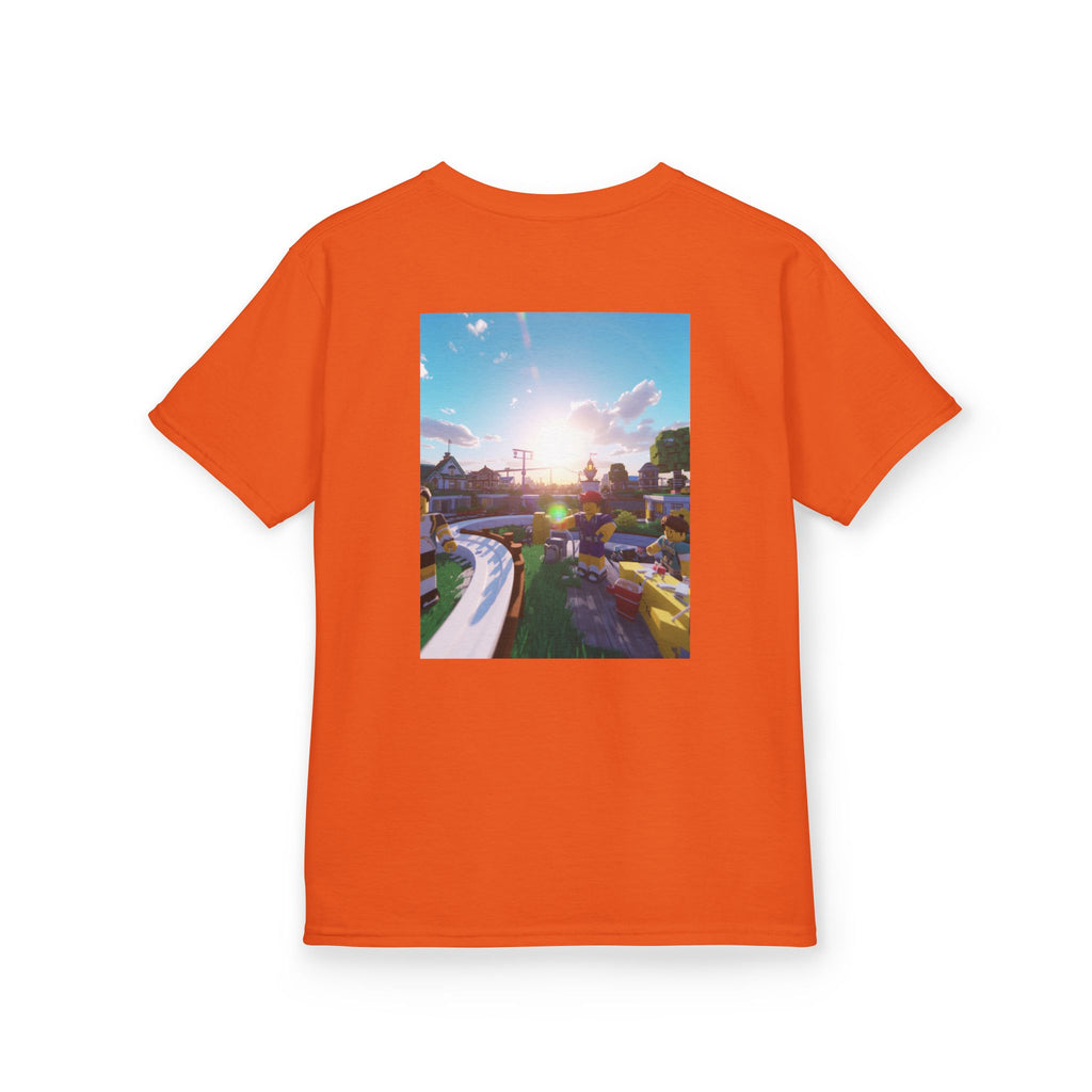 Kids Tee — Colorful Sunset Neighborhood Illustration