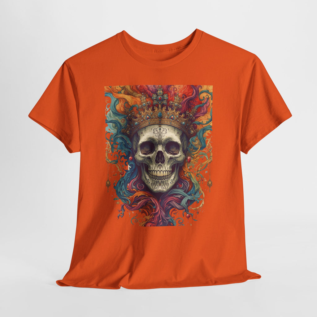 Skull King T-Shirt — Colorful Crowned Skull Graphic Tee for Rock, Gothic & Halloween