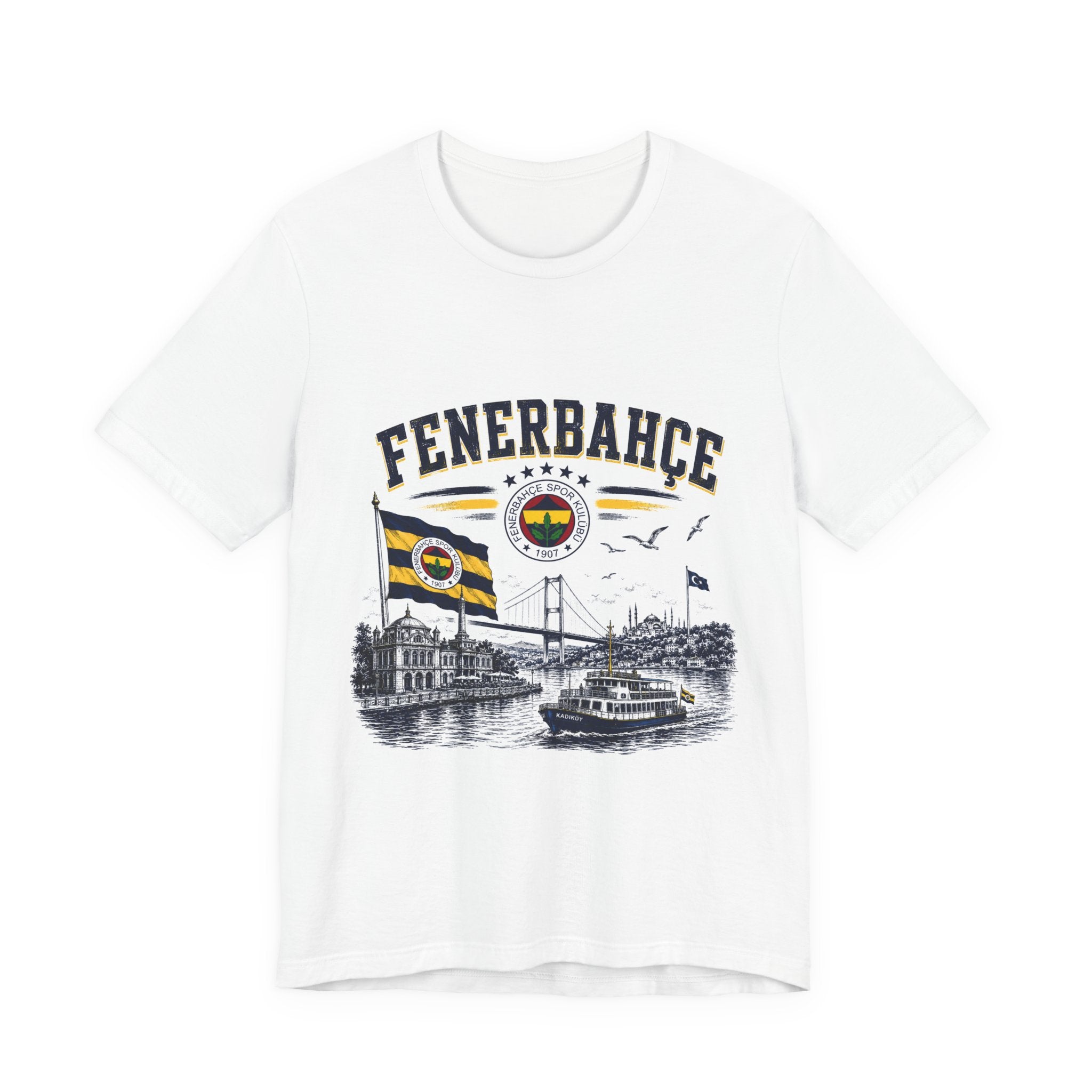Fenerbahçe Istanbul Scenic T-Shirt — Bosphorus Ferry & Flag Design