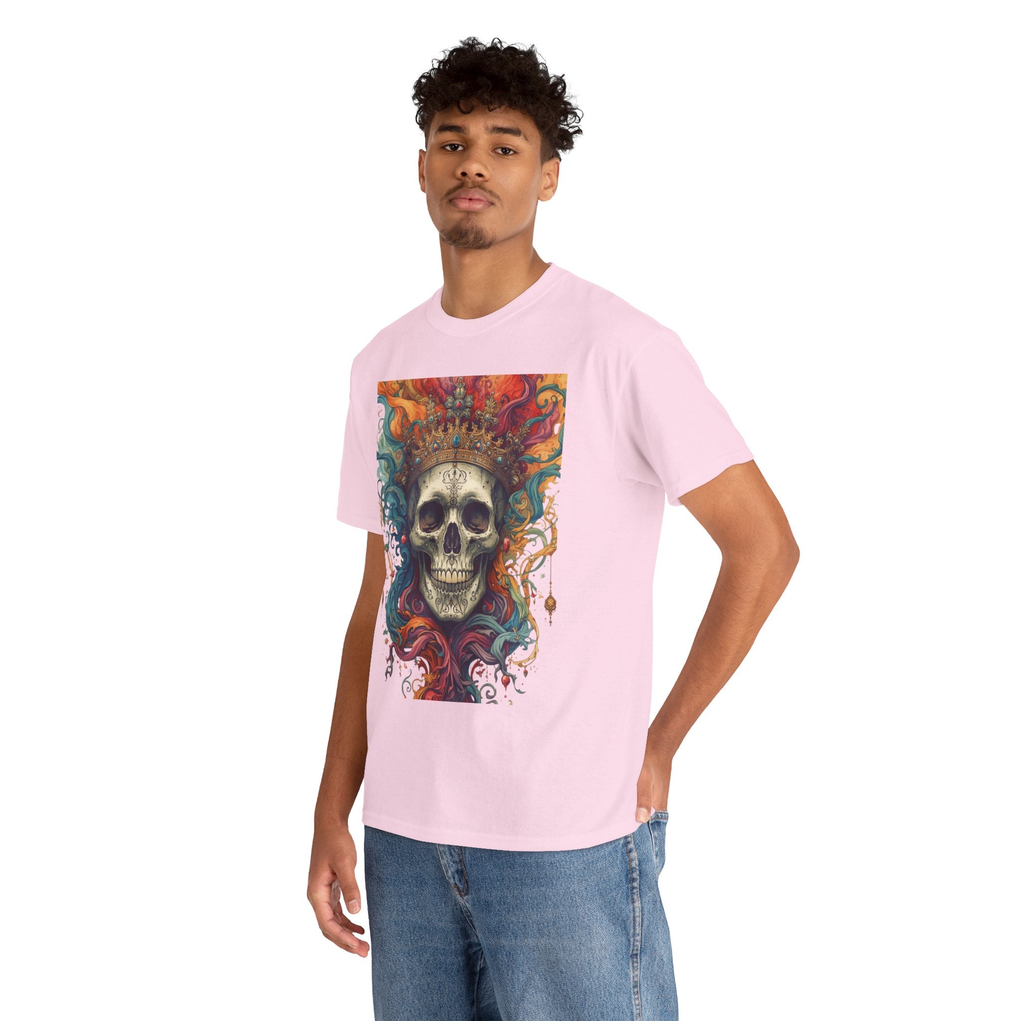 Skull King T-Shirt — Colorful Crowned Skull Graphic Tee for Rock, Gothic & Halloween