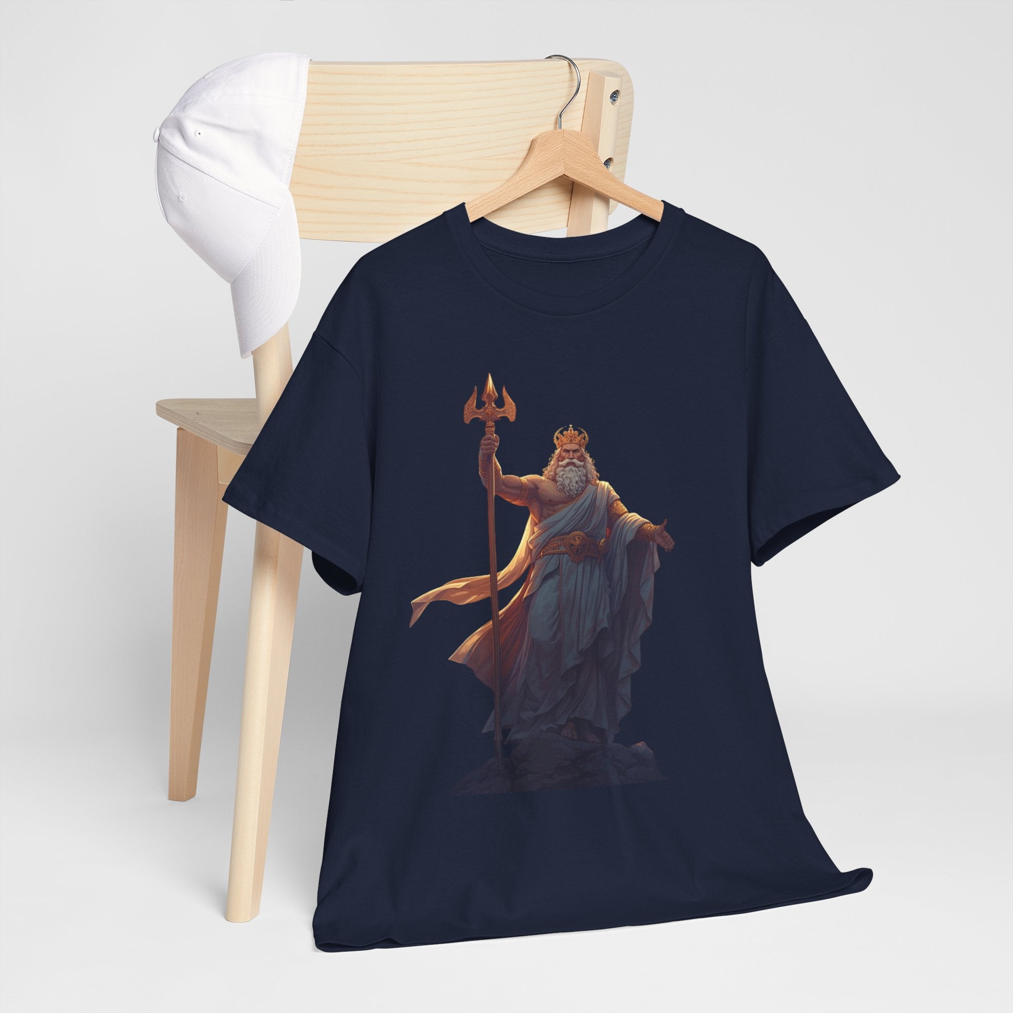 Poseidon Trident Statue T-Shirt — Mythic Sea God Graphic Tee