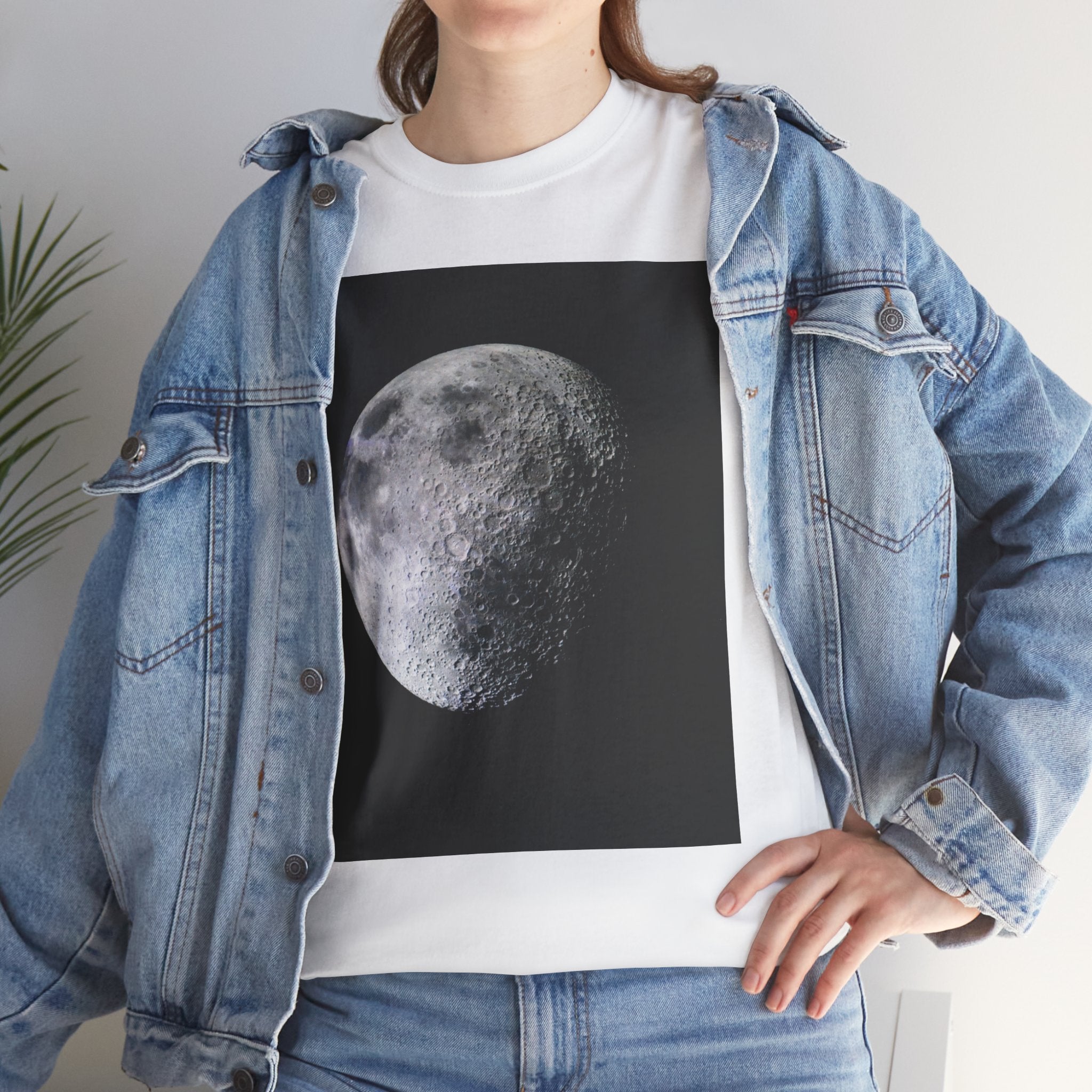 Moon Phase Tee — Realistic Half Moon Graphic T-Shirt