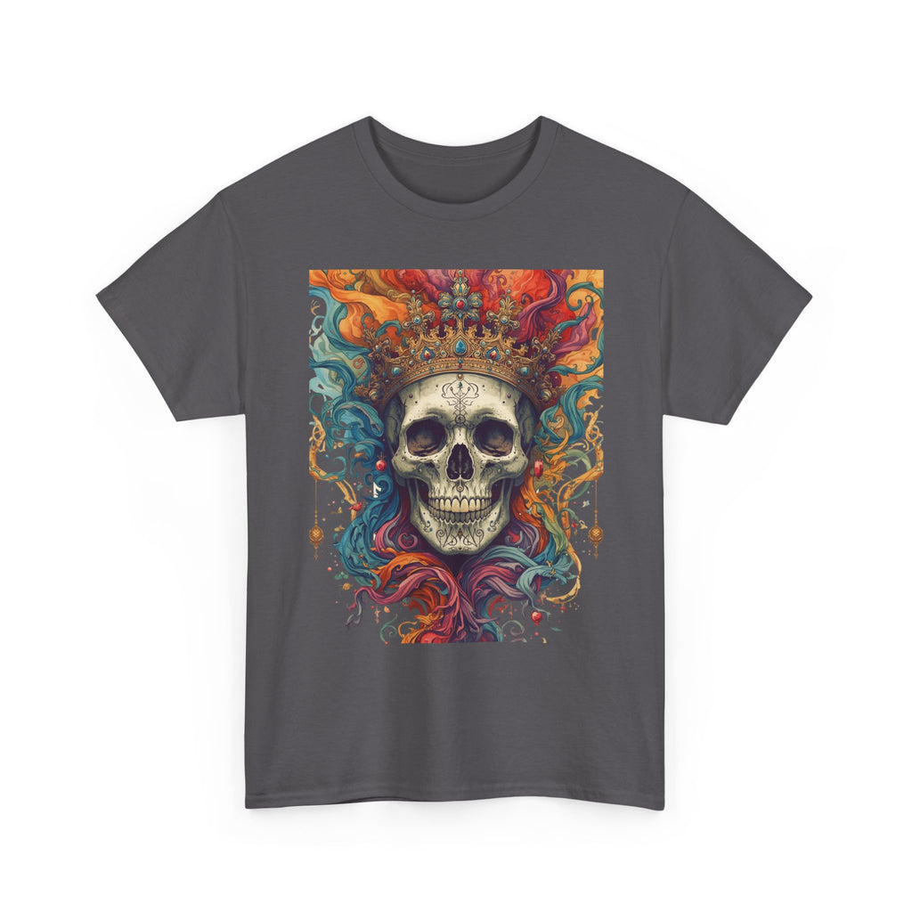 Skull King T-Shirt — Colorful Crowned Skull Graphic Tee for Rock, Gothic & Halloween