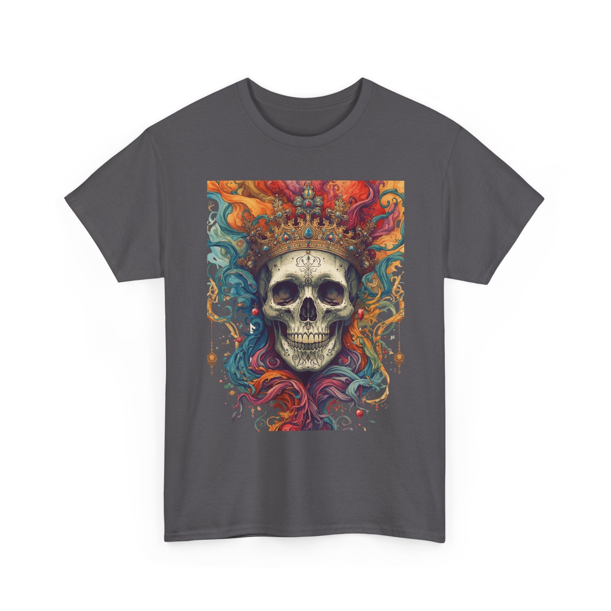 Skull King T-Shirt — Colorful Crowned Skull Graphic Tee for Rock, Gothic & Halloween