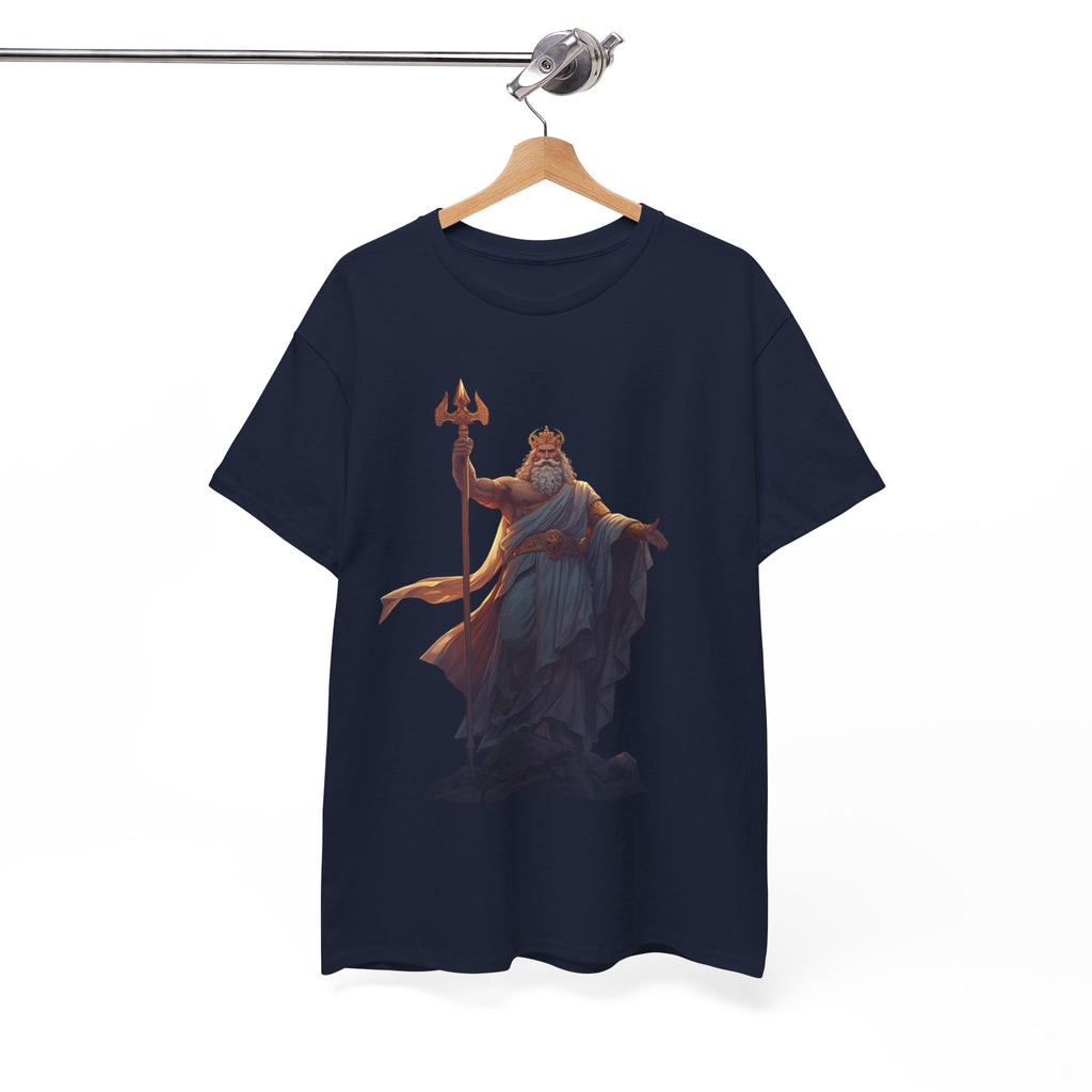 Poseidon Trident Statue T-Shirt — Mythic Sea God Graphic Tee