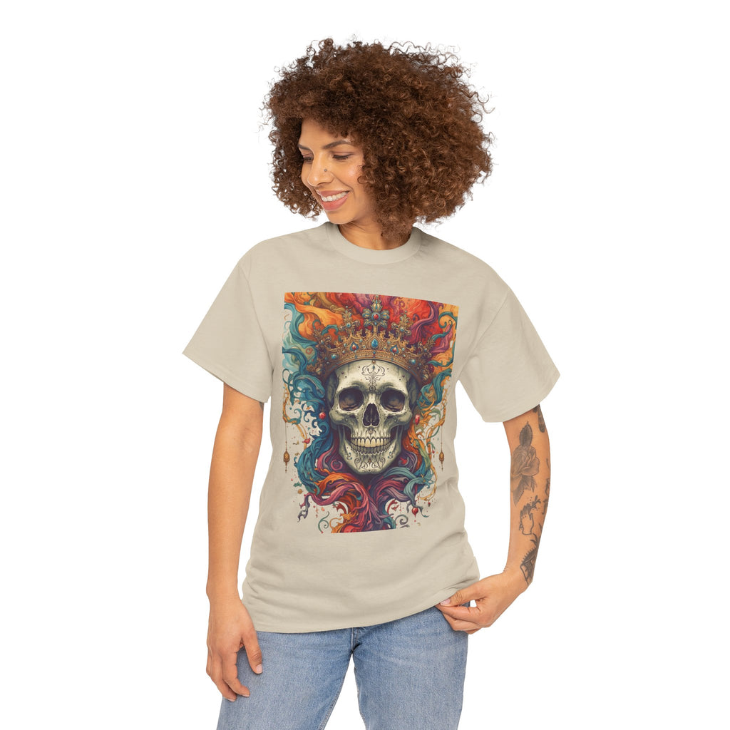 Skull King T-Shirt — Colorful Crowned Skull Graphic Tee for Rock, Gothic & Halloween