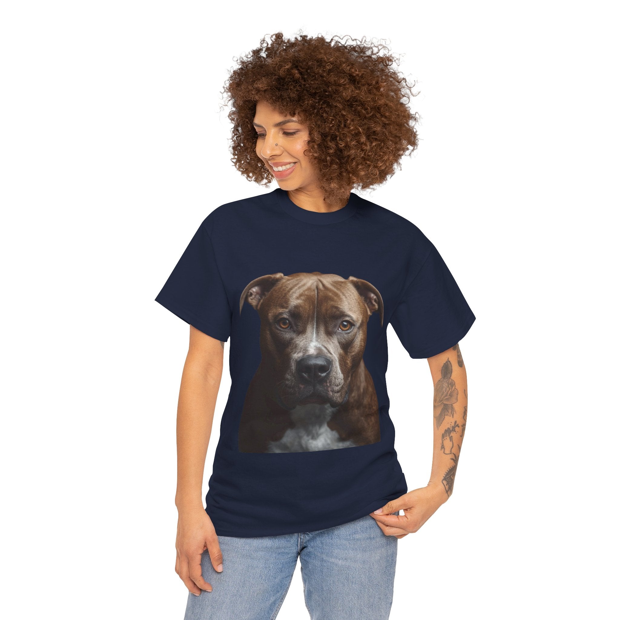 Pit Bull Portrait T-Shirt — Realistic Dog Face Tee for Dog Lovers