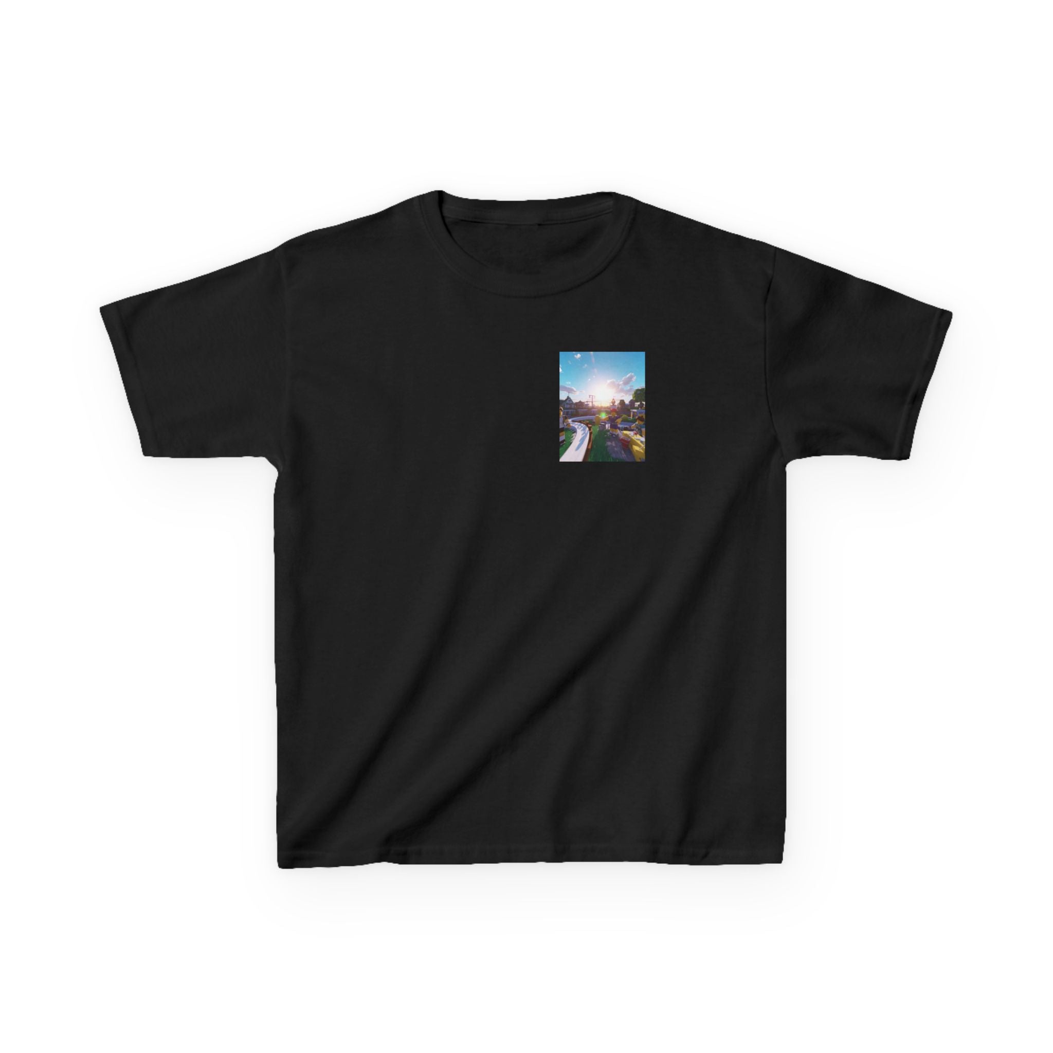 Kids Tee — Colorful Sunset Neighborhood Illustration