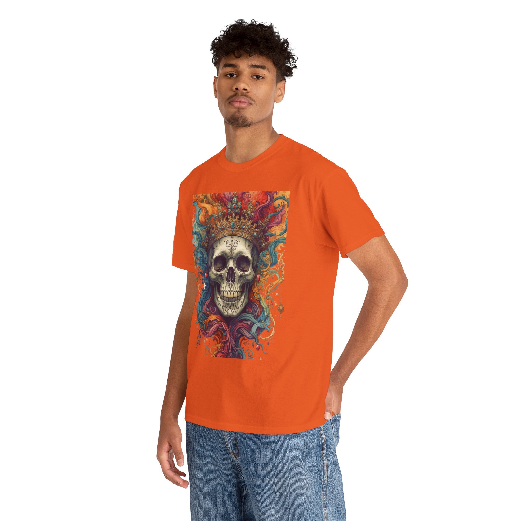 Skull King T-Shirt — Colorful Crowned Skull Graphic Tee for Rock, Gothic & Halloween