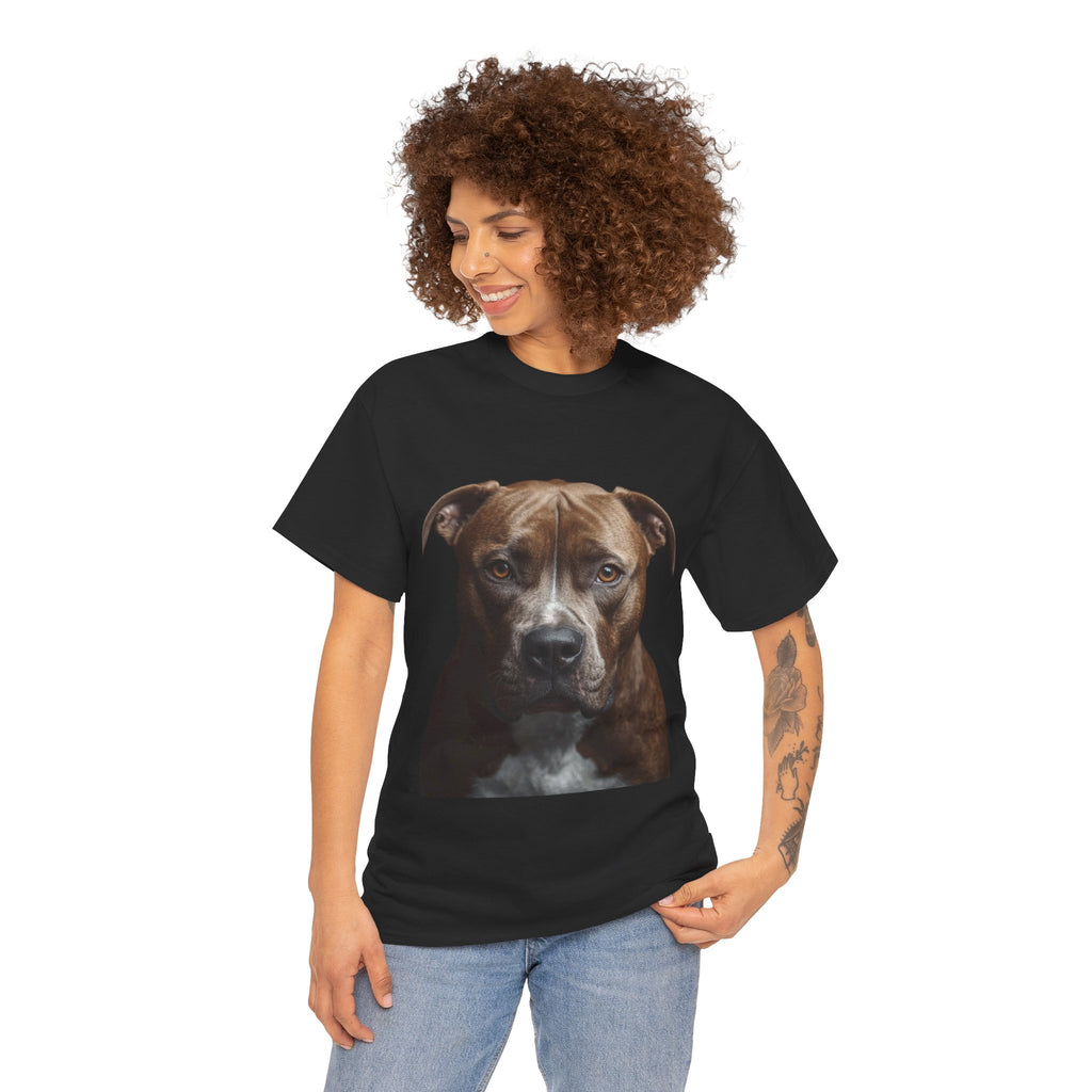 Pit Bull Portrait T-Shirt — Realistic Dog Face Tee for Dog Lovers