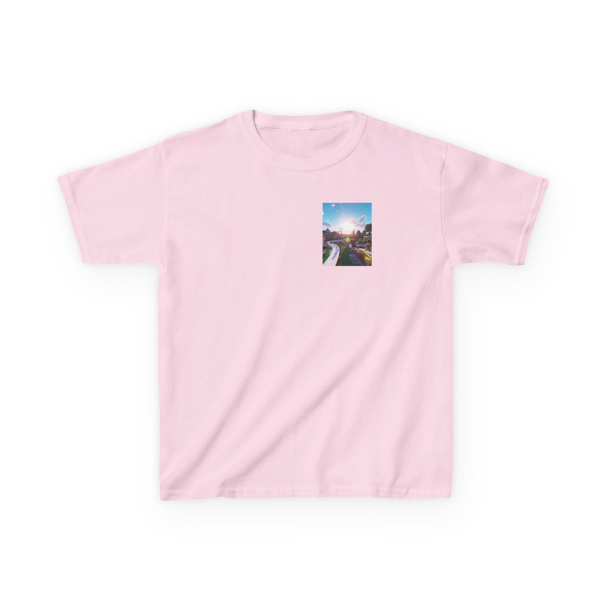 Kids Tee — Colorful Sunset Neighborhood Illustration