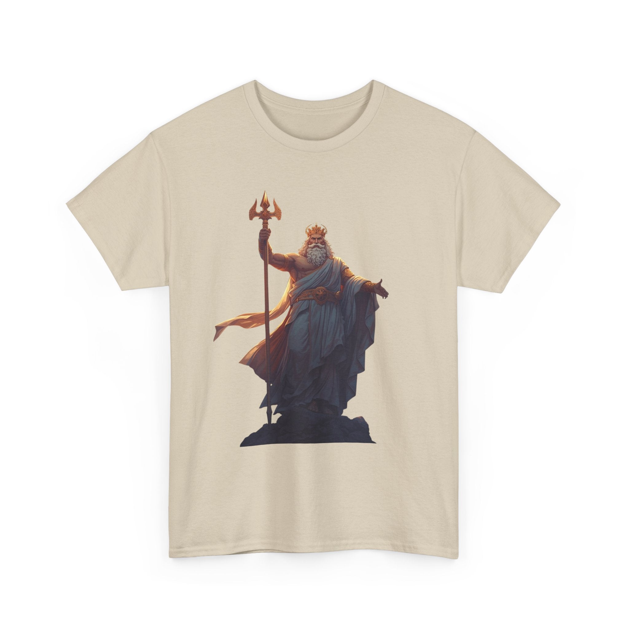 Poseidon Trident Statue T-Shirt — Mythic Sea God Graphic Tee
