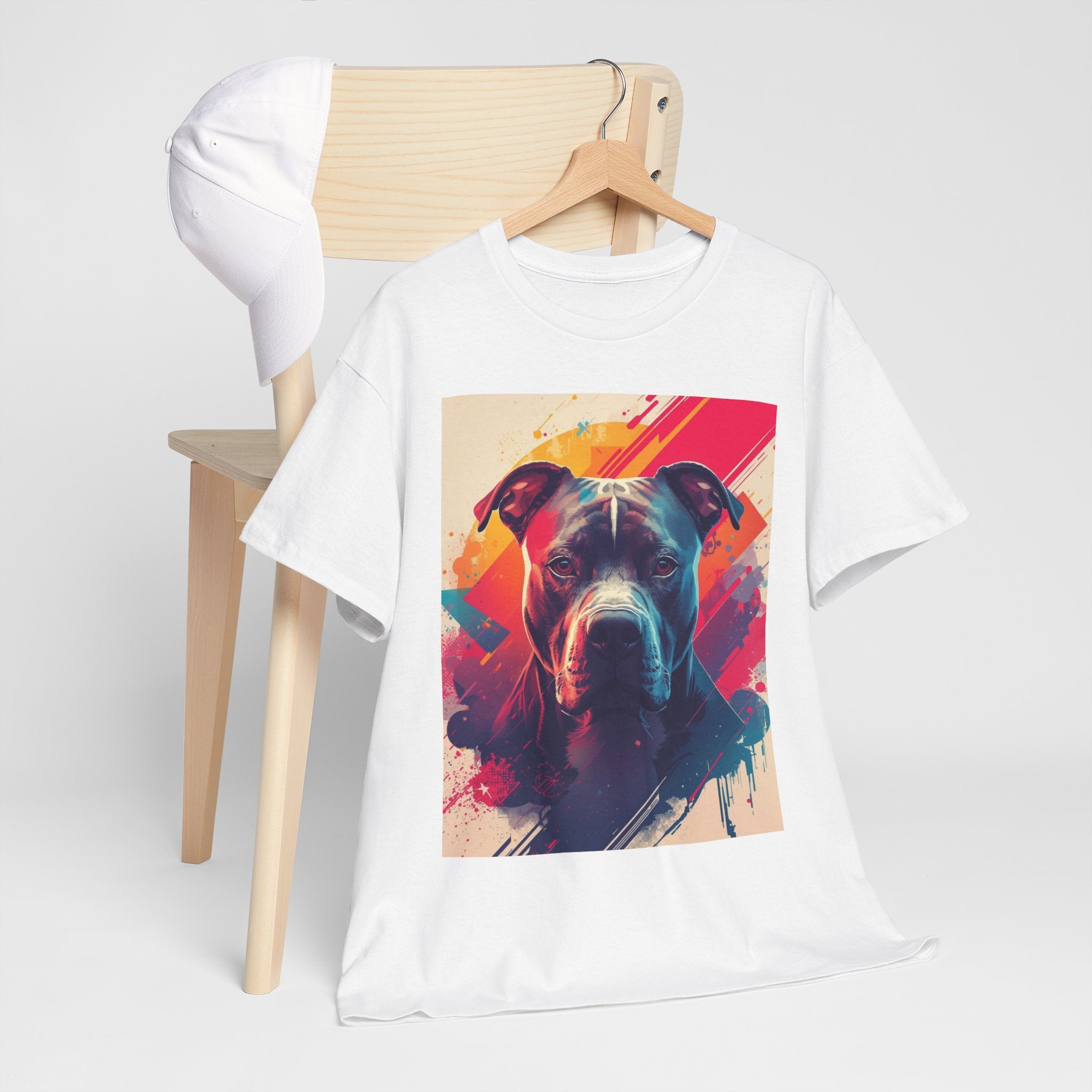 Pit Bull Pop Art T-Shirt — Colorful Abstract Dog Portrait Tee