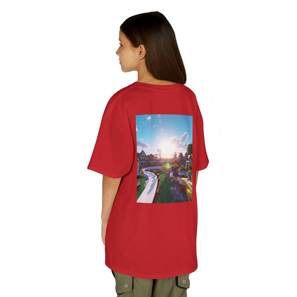 Kids Tee — Colorful Sunset Neighborhood Illustration
