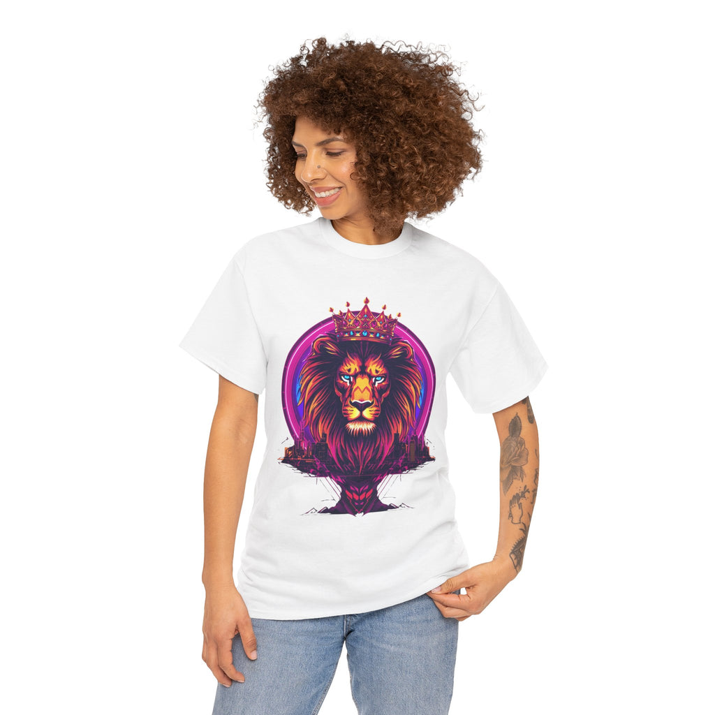 Lion King Crown T-Shirt — Vibrant Neon Lion Graphic Tee