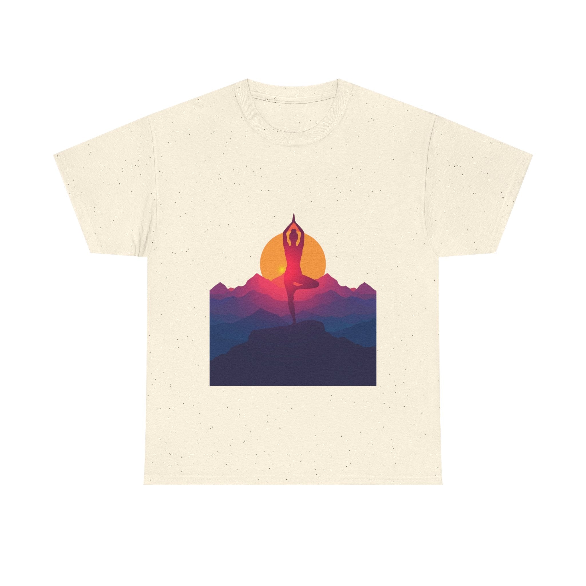 Yoga Sunset Tee — Mountain Sunrise Meditation Graphic T-Shirt