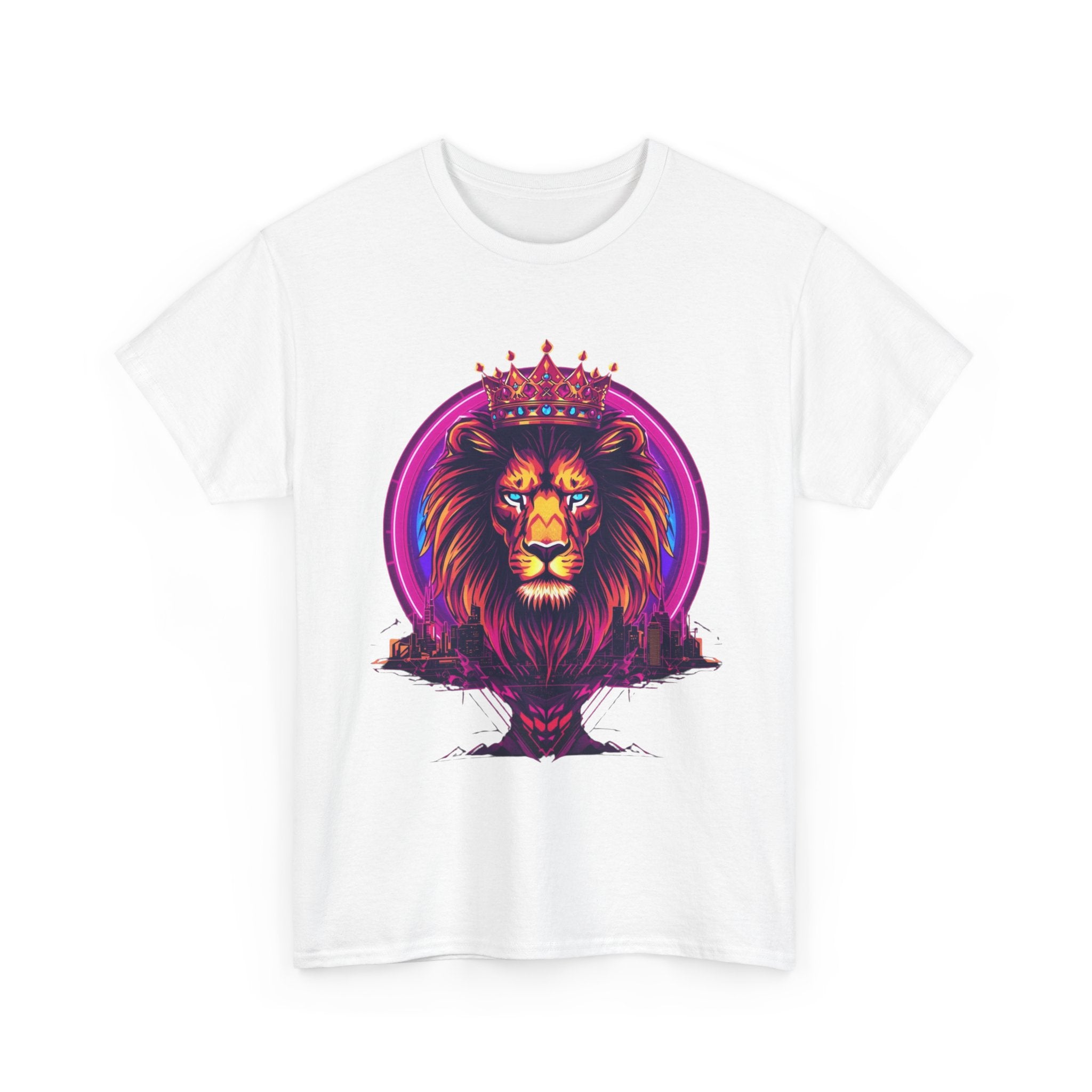 Lion King Crown T-Shirt — Vibrant Neon Lion Graphic Tee
