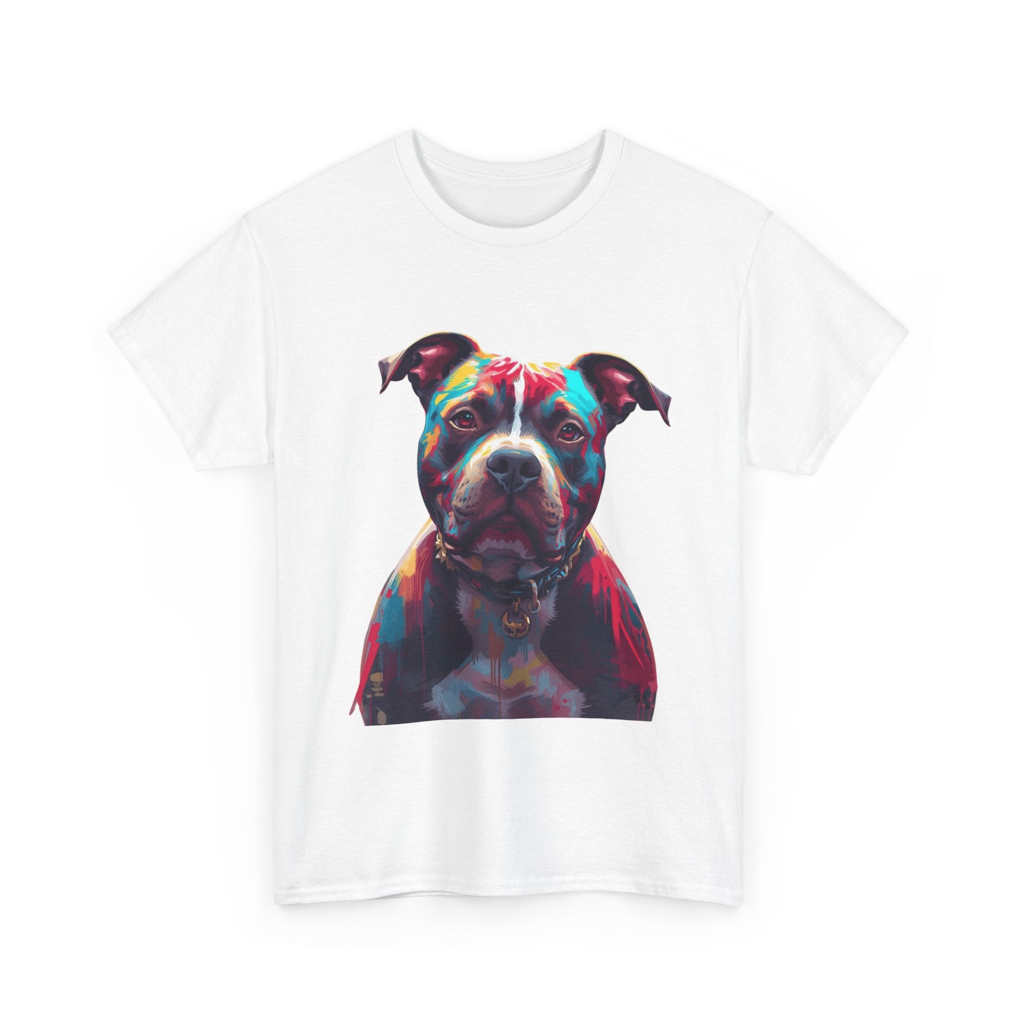 Colorful Pitbull Portrait T-Shirt — Vibrant Dog Lover Tee