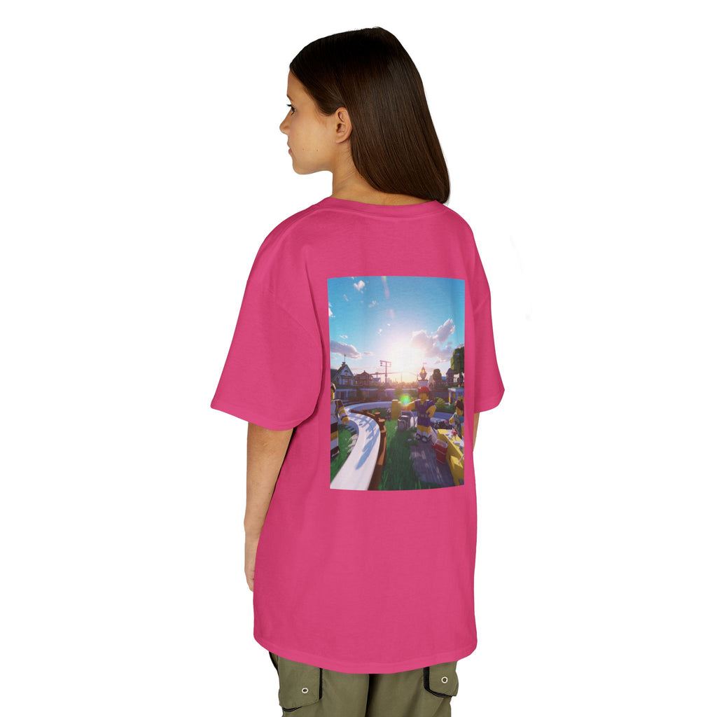Kids Tee — Colorful Sunset Neighborhood Illustration