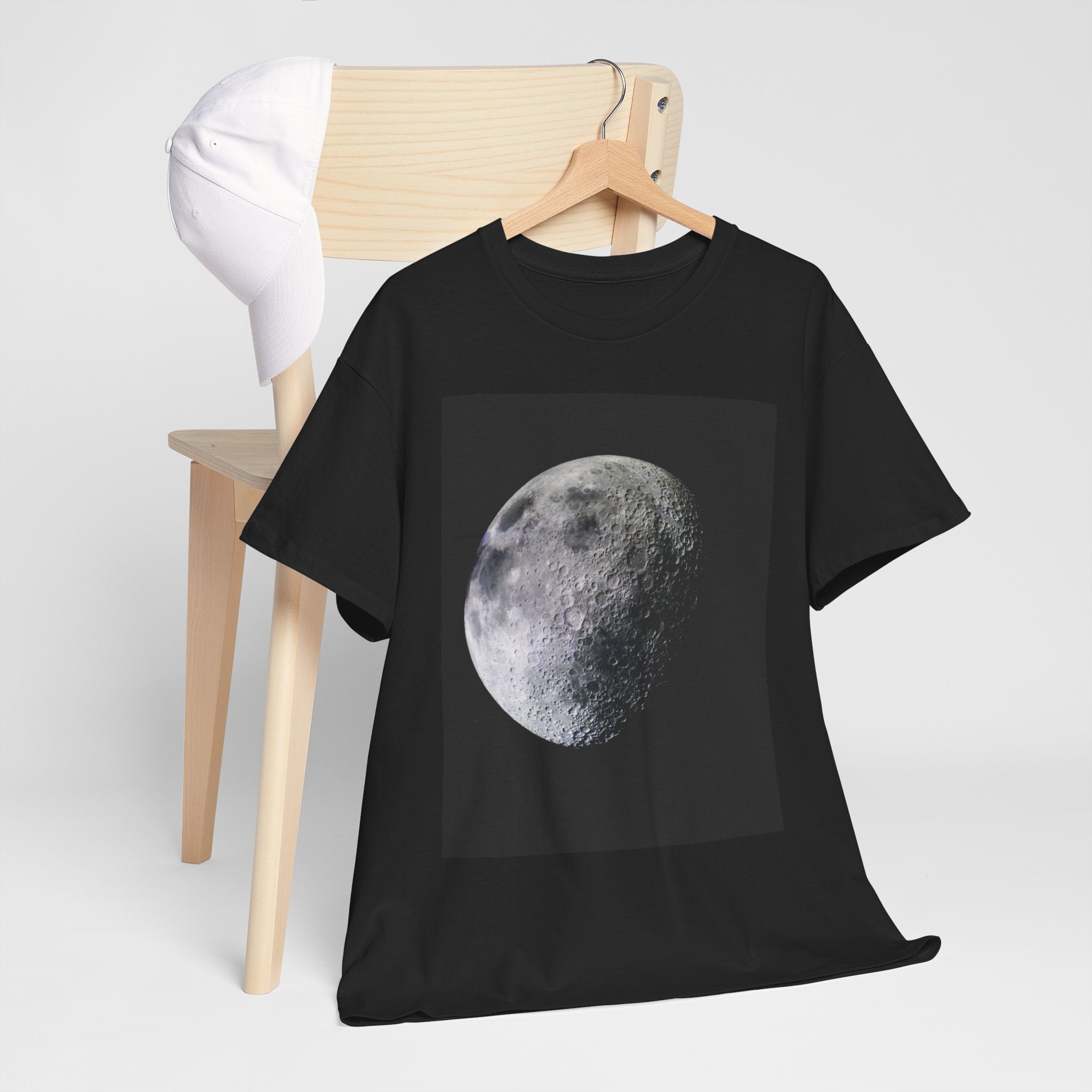 Moon Phase Tee — Realistic Half Moon Graphic T-Shirt