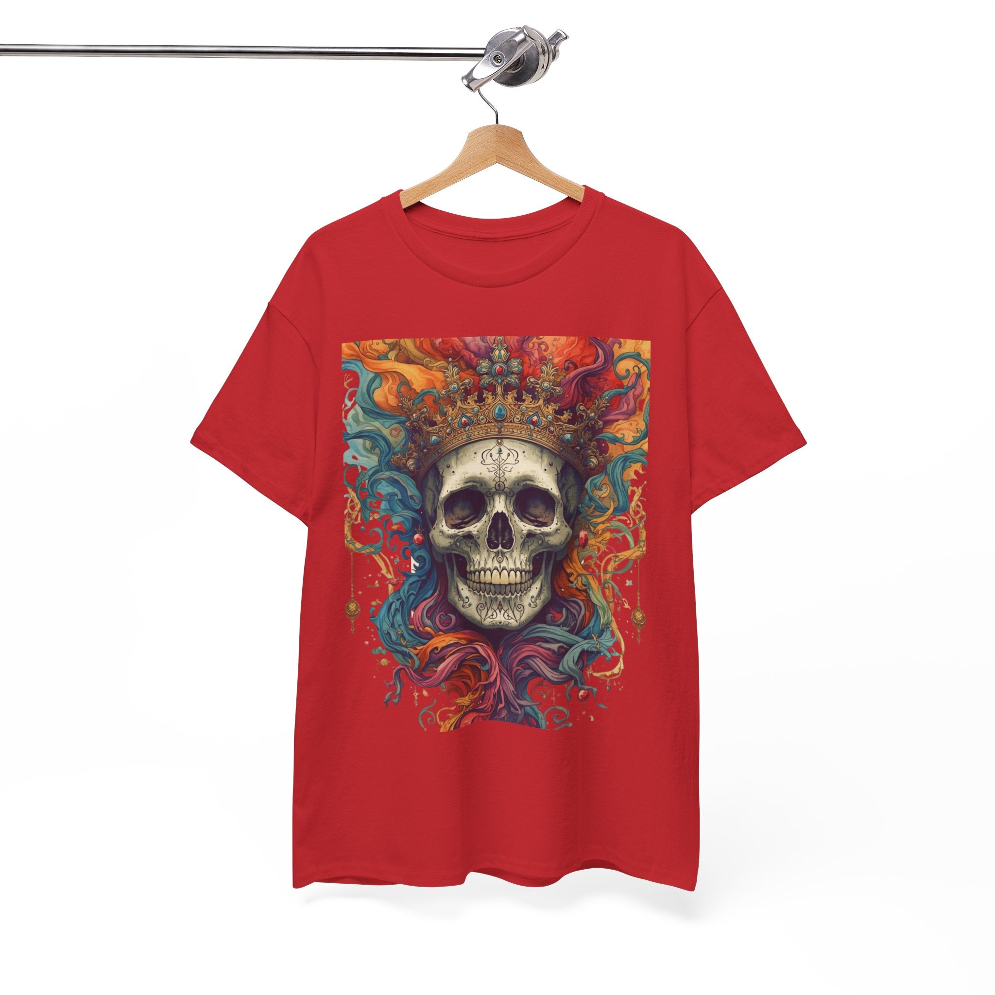 Skull King T-Shirt — Colorful Crowned Skull Graphic Tee for Rock, Gothic & Halloween