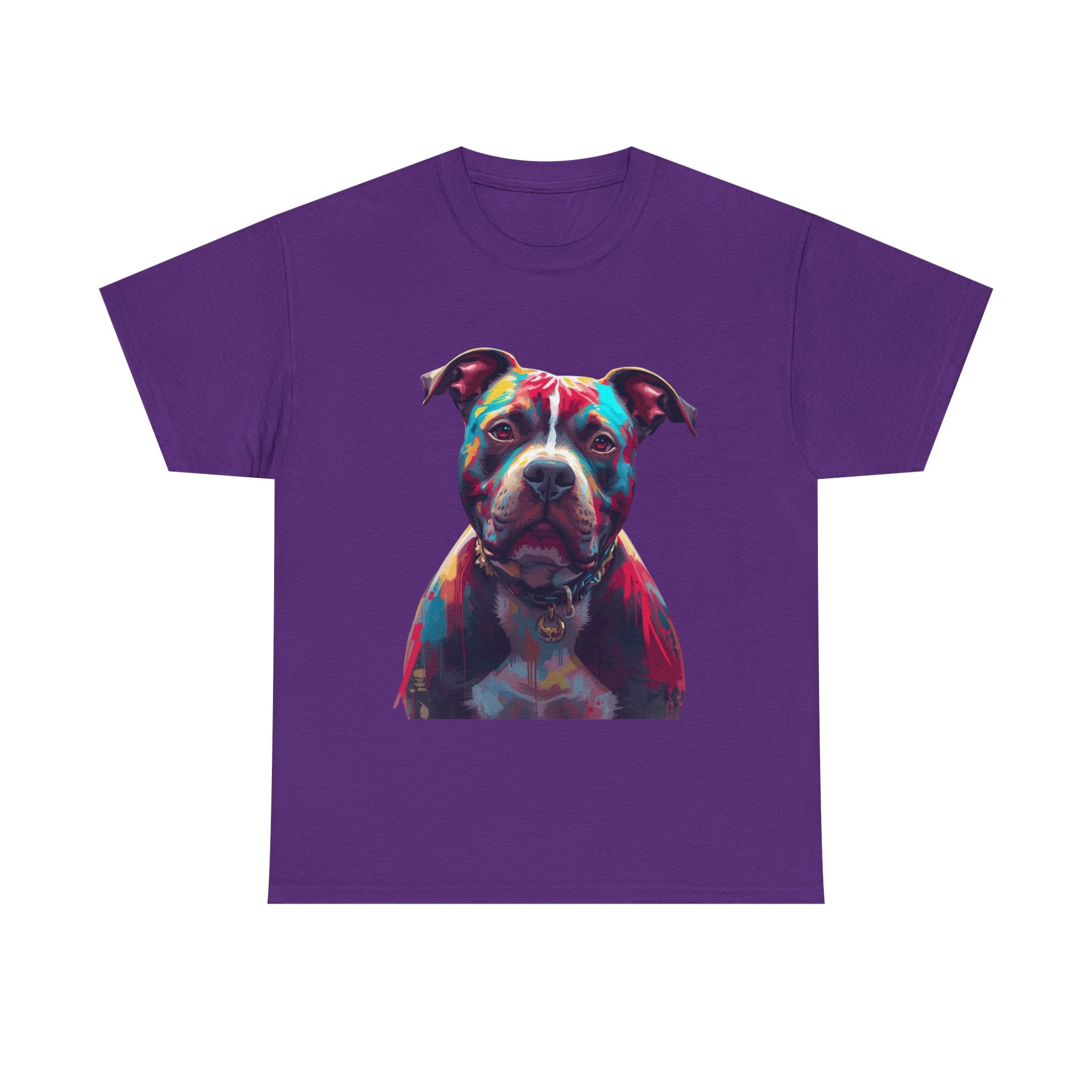 Colorful Pitbull Portrait T-Shirt — Vibrant Dog Lover Tee