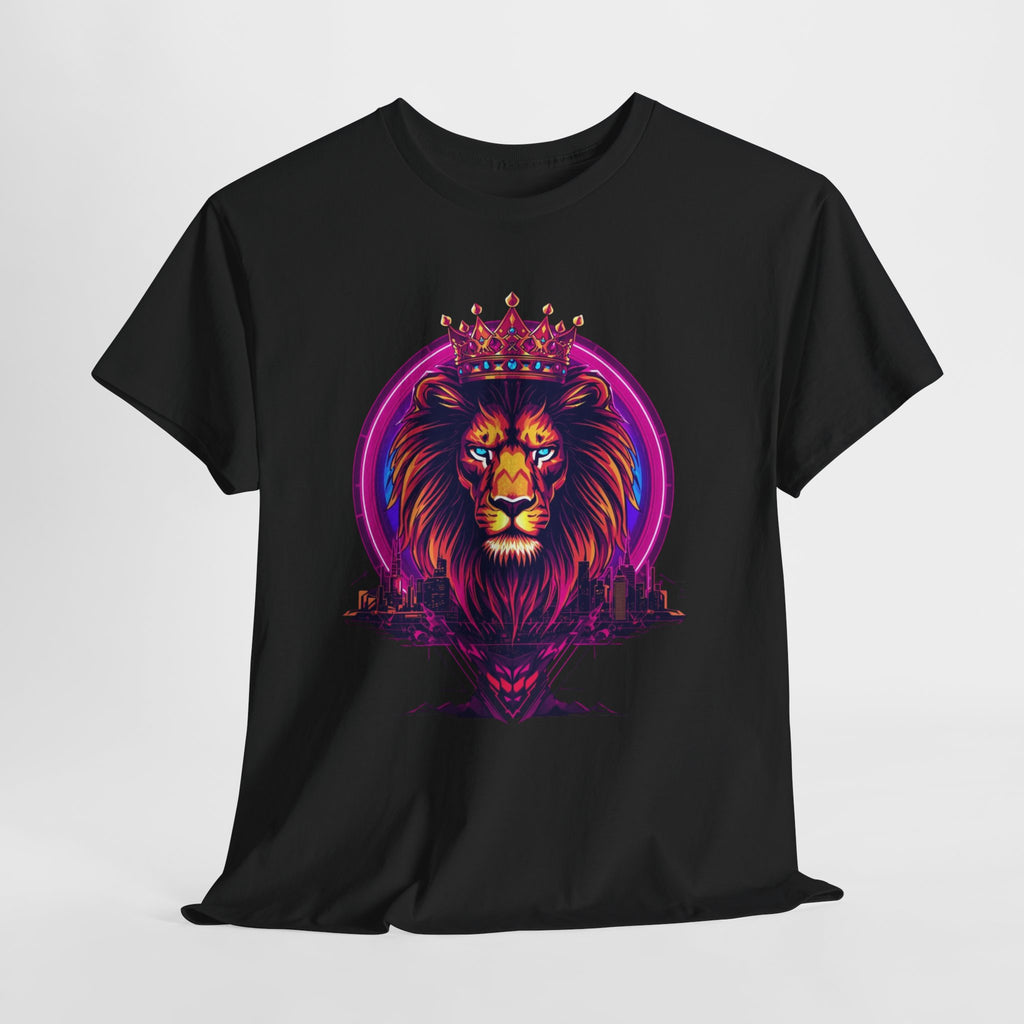 Lion King Crown T-Shirt — Vibrant Neon Lion Graphic Tee