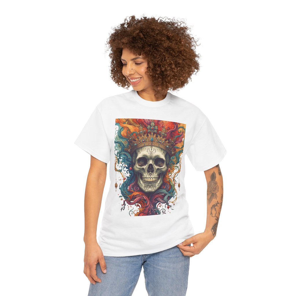 Skull King T-Shirt — Colorful Crowned Skull Graphic Tee for Rock, Gothic & Halloween