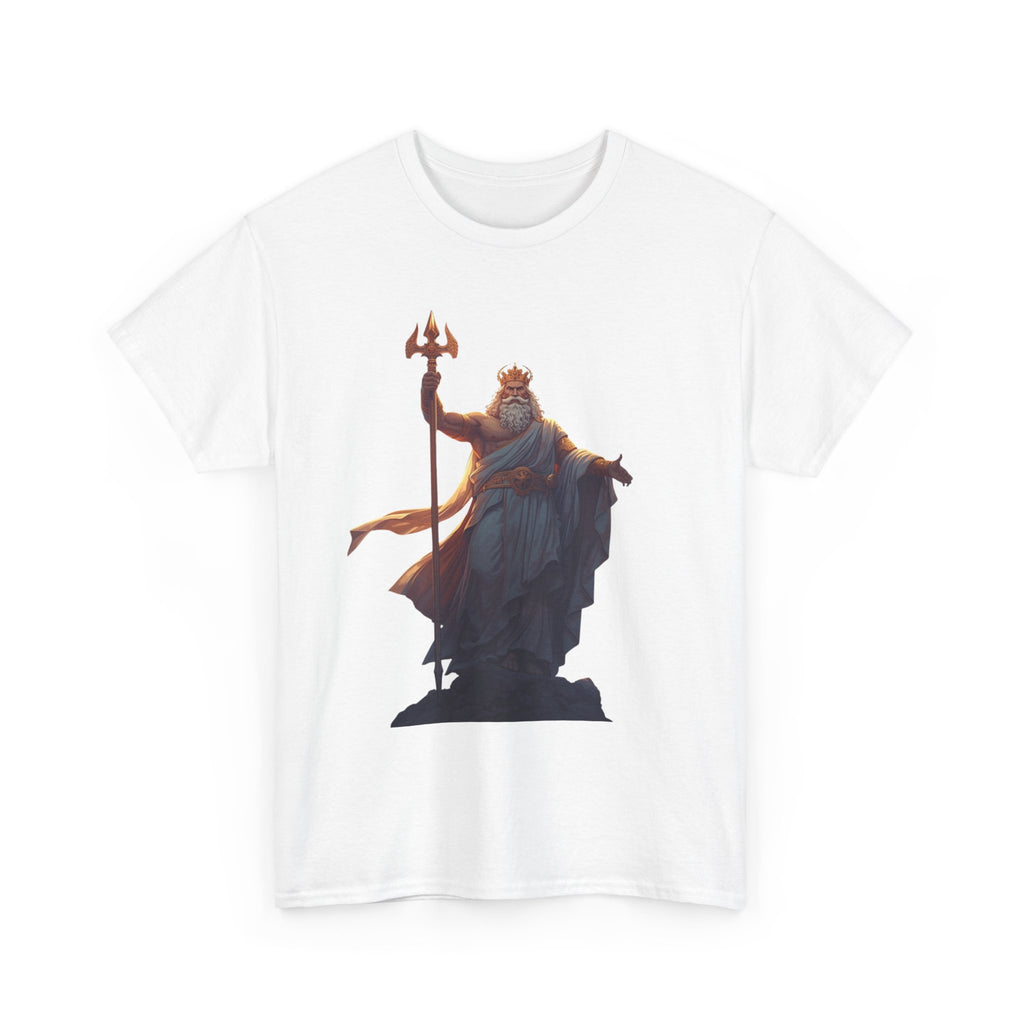 Poseidon Trident Statue T-Shirt — Mythic Sea God Graphic Tee