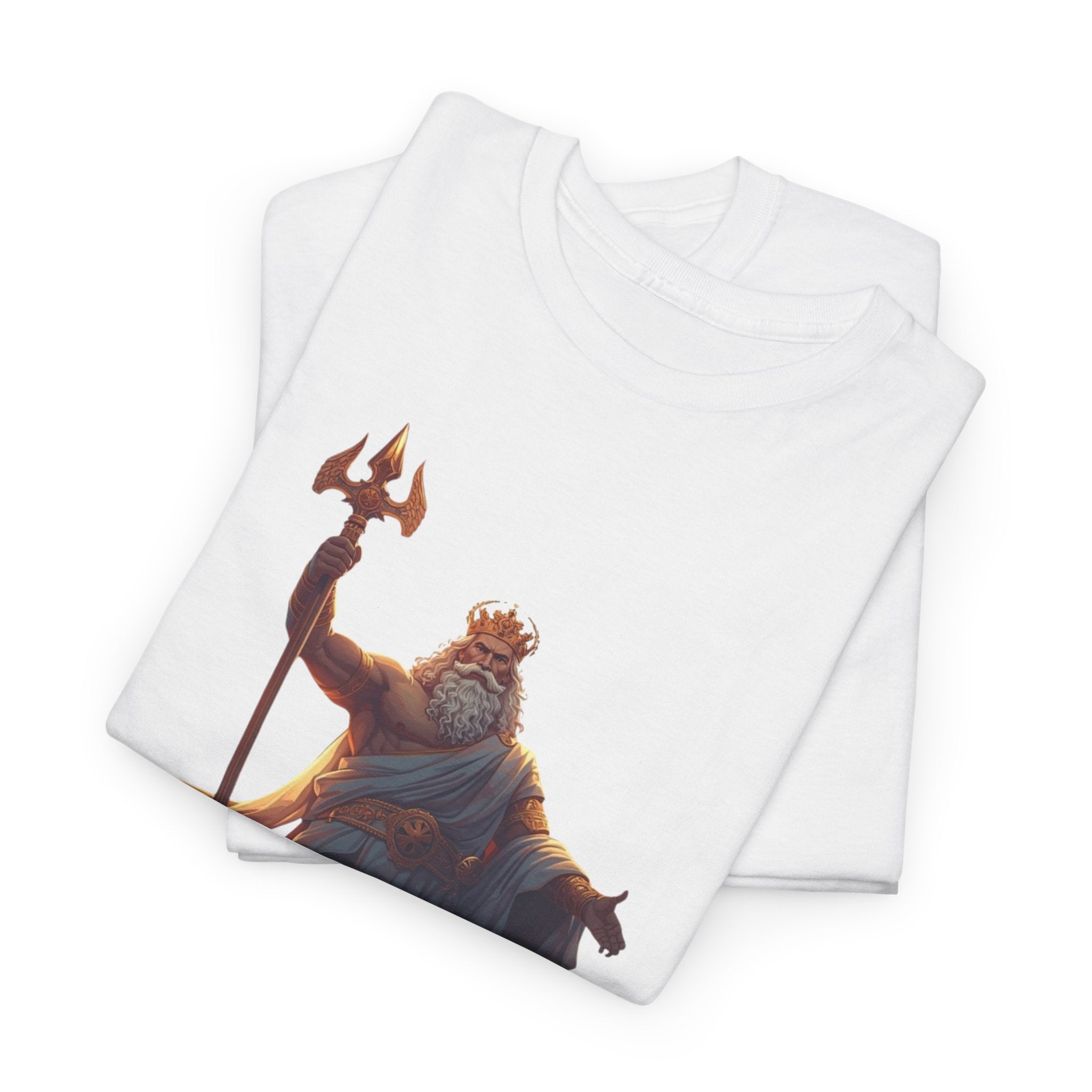 Poseidon Trident Statue T-Shirt — Mythic Sea God Graphic Tee
