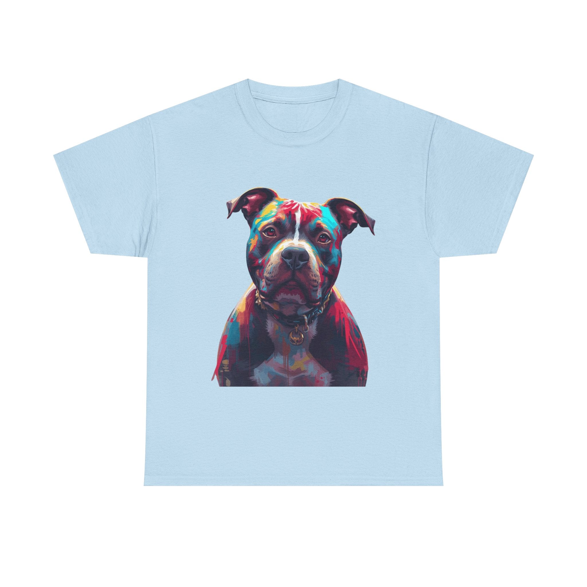Colorful Pitbull Portrait T-Shirt — Vibrant Dog Lover Tee