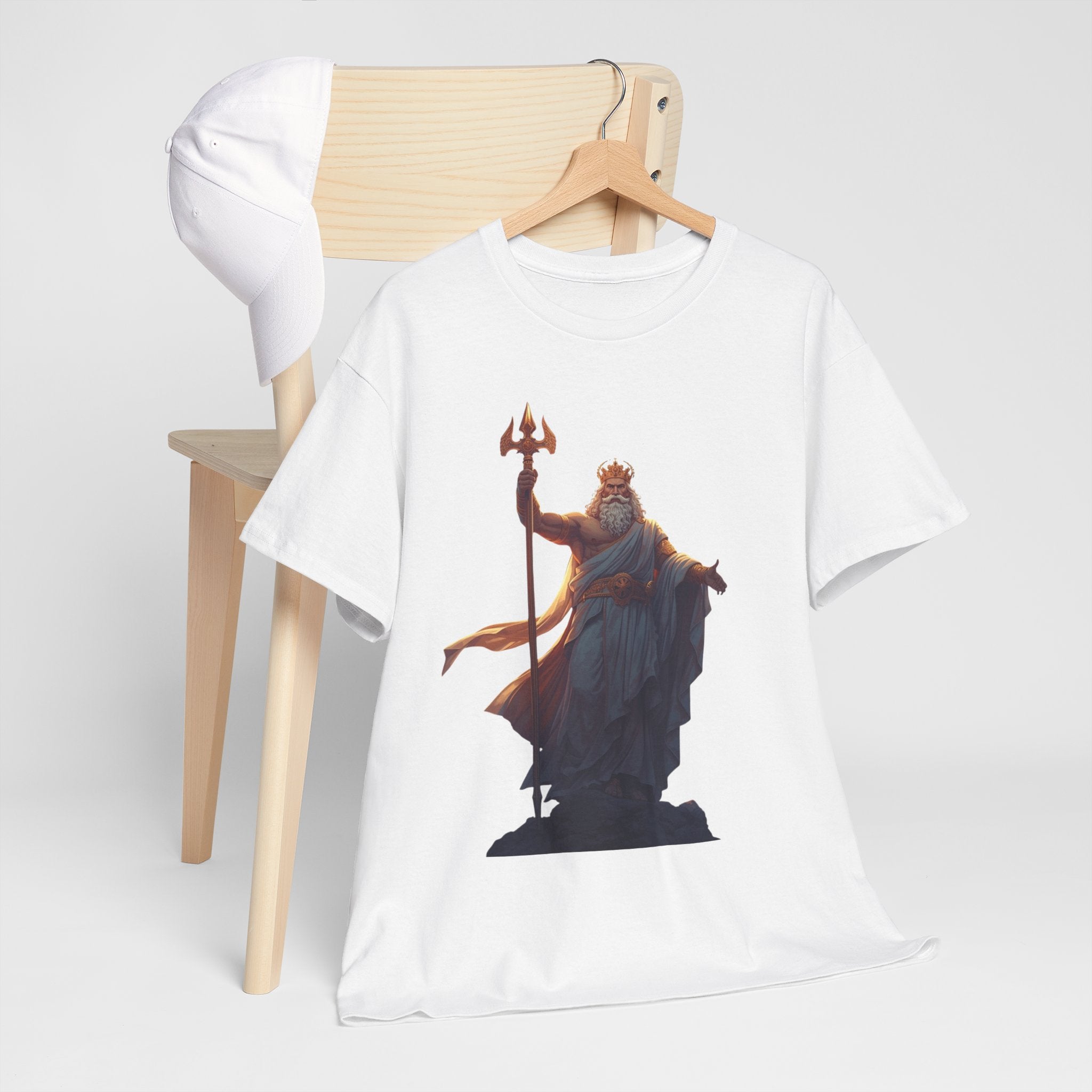 Poseidon Trident Statue T-Shirt — Mythic Sea God Graphic Tee